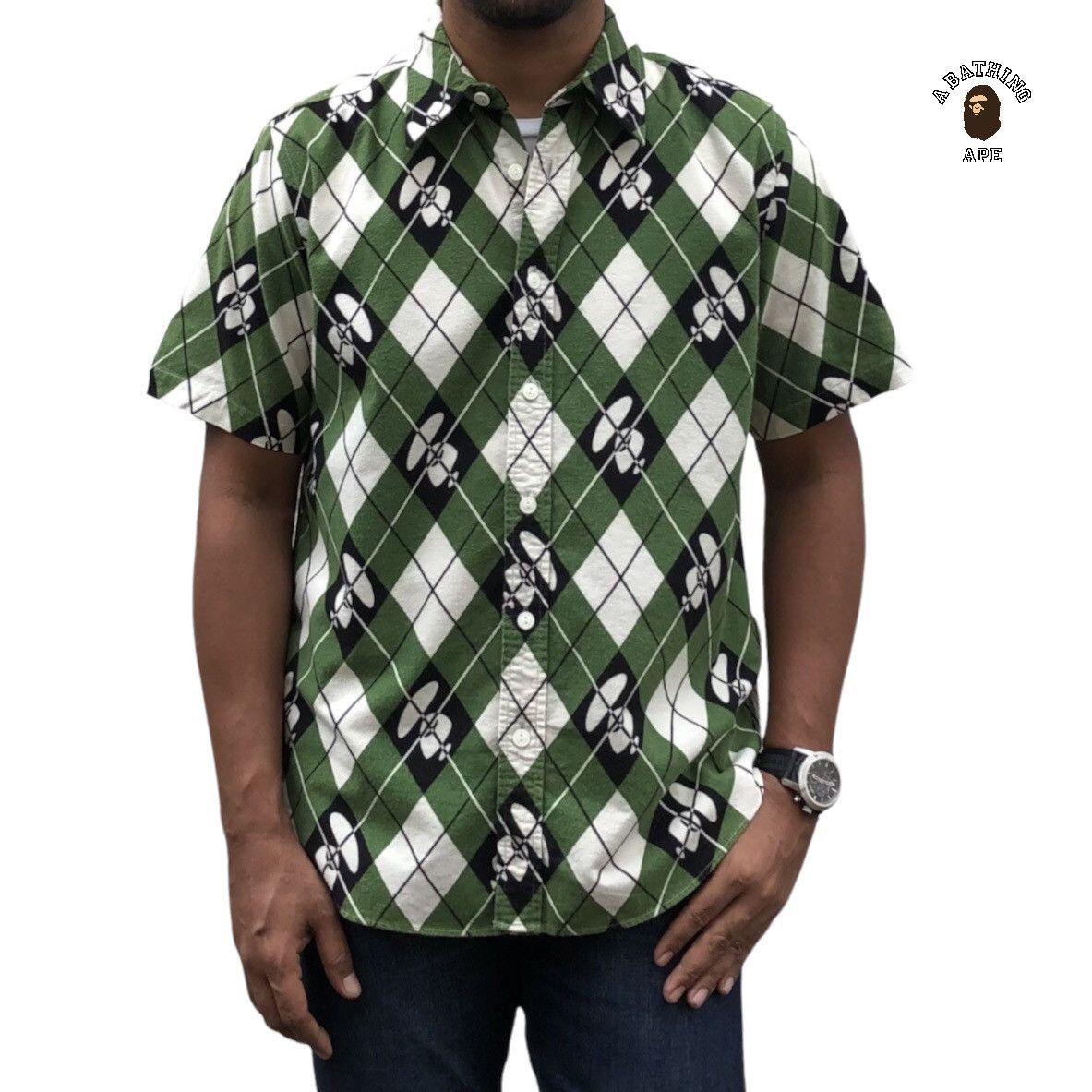 Bape Argyle S/S Button Up Shirt Size US M / EU 48-50 / 2 - 1 Thumbnail