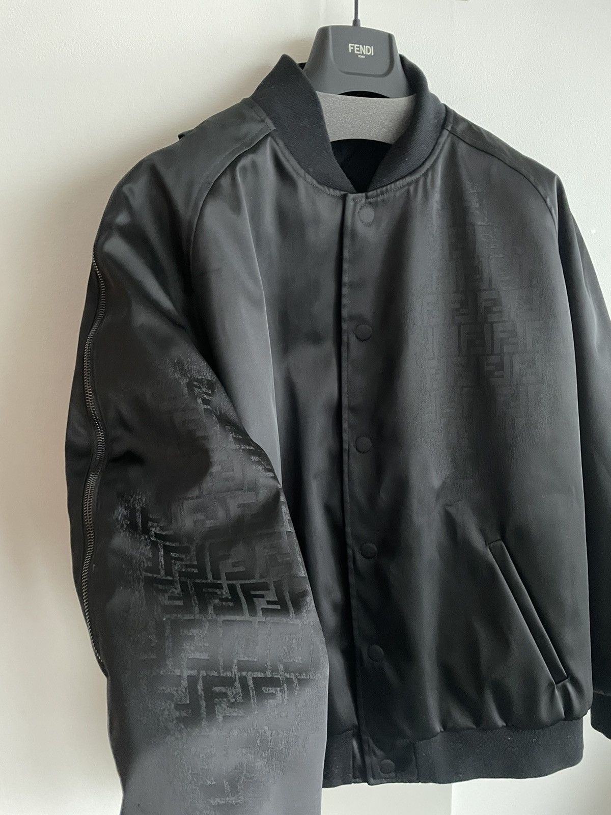 image of Fendi Super Runway $3,500 New Limited Edition Faded Ff Logo Bomber in Black, Men's (Size 2XL)