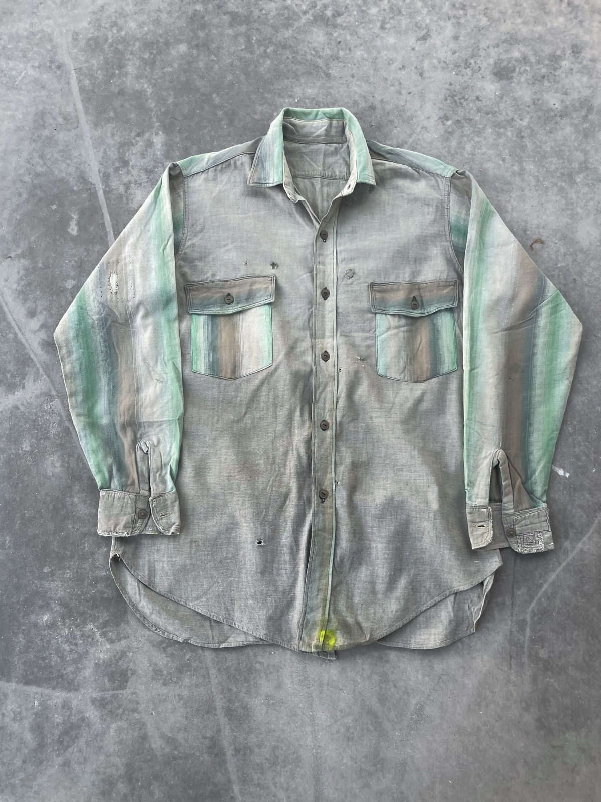 Vintage Vintage 70's Olive Plaid Button Up Shirt Size US L / EU 52-54 / 3 - 1 Thumbnail