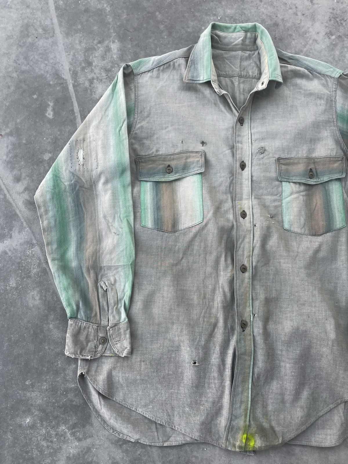 Vintage Vintage 70's Olive Plaid Button Up Shirt Size US L / EU 52-54 / 3 - 2 Thumbnail