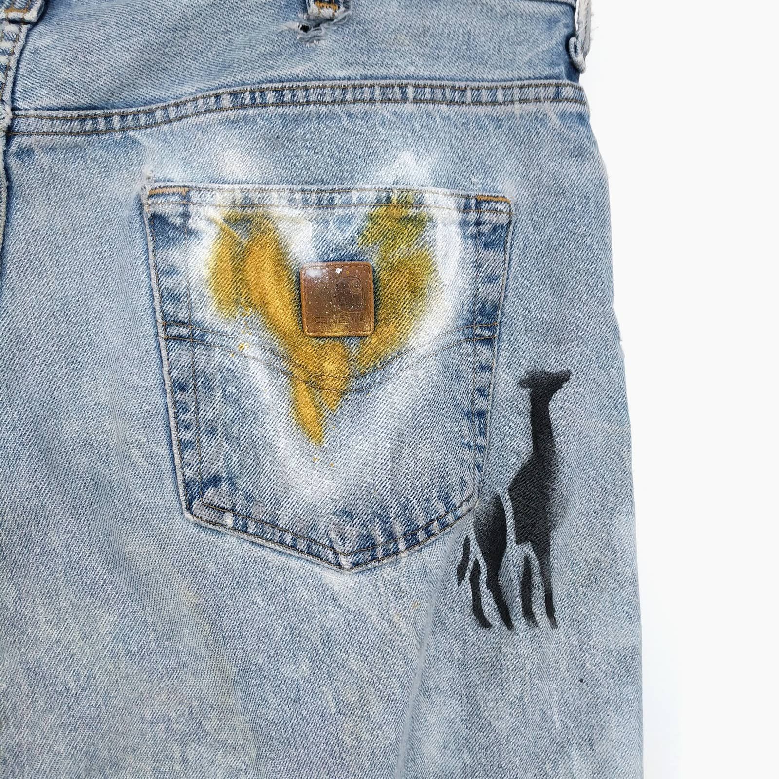 Carhartt × Vintage Vintage Carhartt Custom Painted Bleached Distressed Denim Size US 38 / EU 54 - 7 Thumbnail