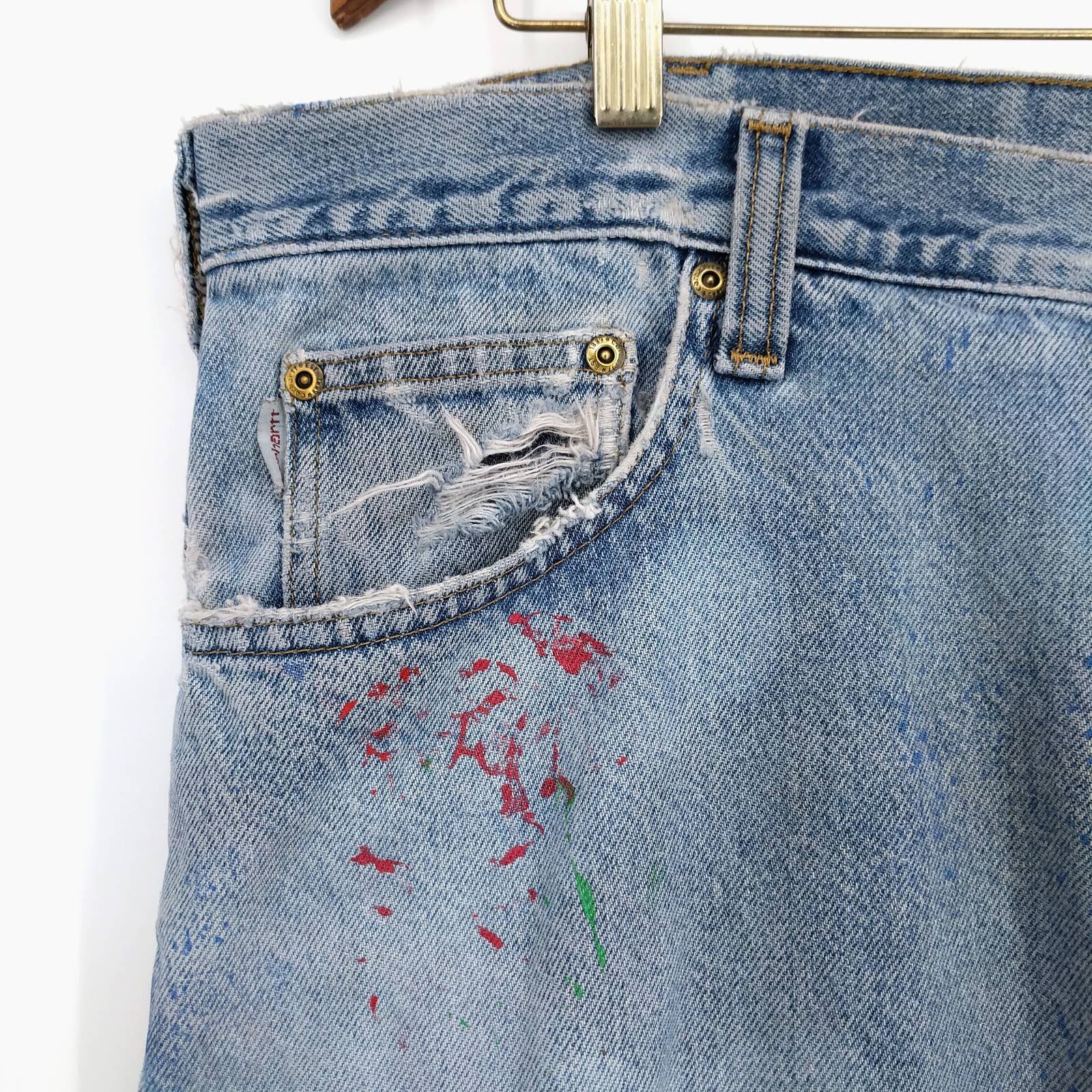 Carhartt × Vintage Vintage Carhartt Custom Painted Bleached Distressed Denim Size US 38 / EU 54 - 5 Thumbnail