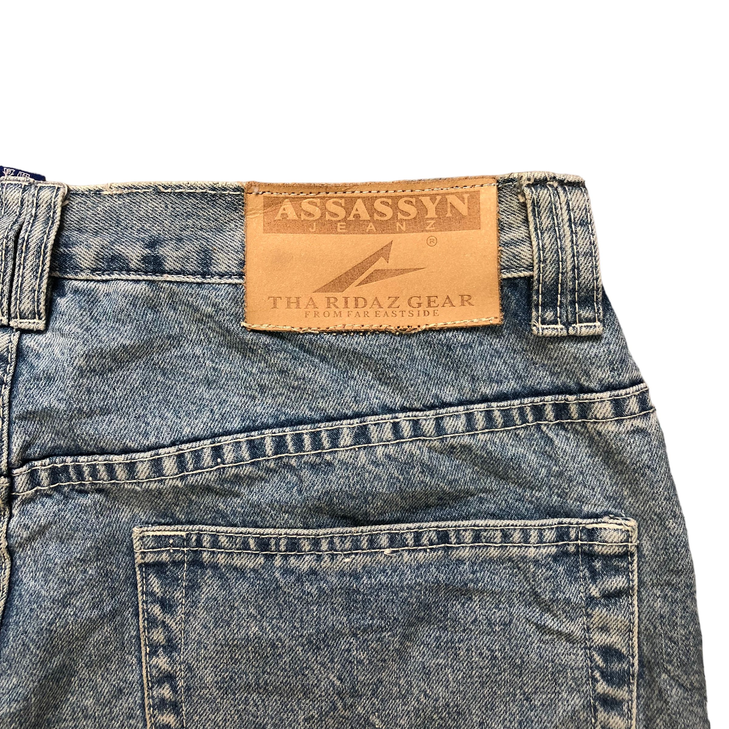 Japanese Brand ASSASSYN JEANZ THA RIDAZ GEAR MARIJUANA LOGO DENIM #6136-220 Size US 31 - 18 Thumbnail