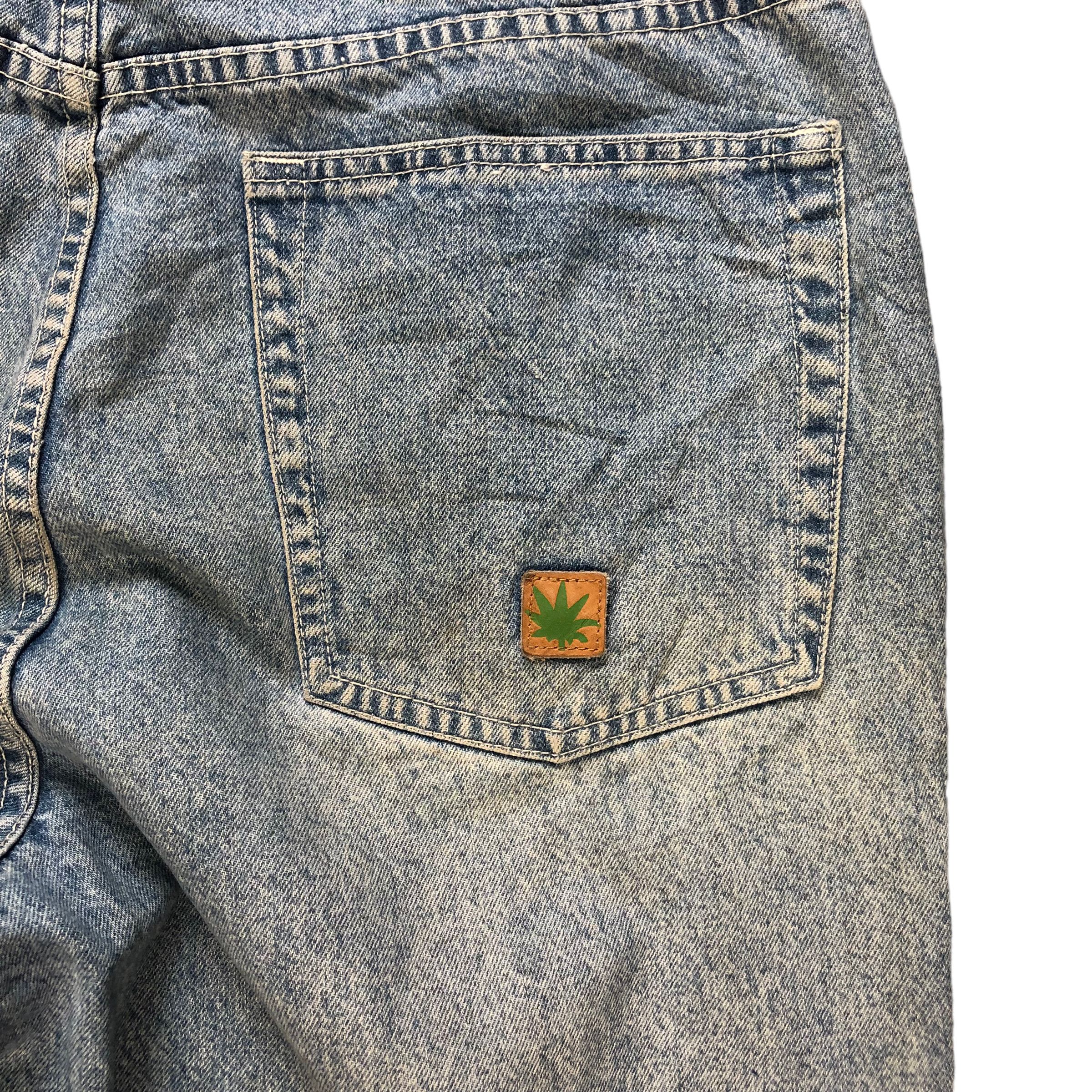 Japanese Brand ASSASSYN JEANZ THA RIDAZ GEAR MARIJUANA LOGO DENIM #6136-220 Size US 31 - 19 Thumbnail