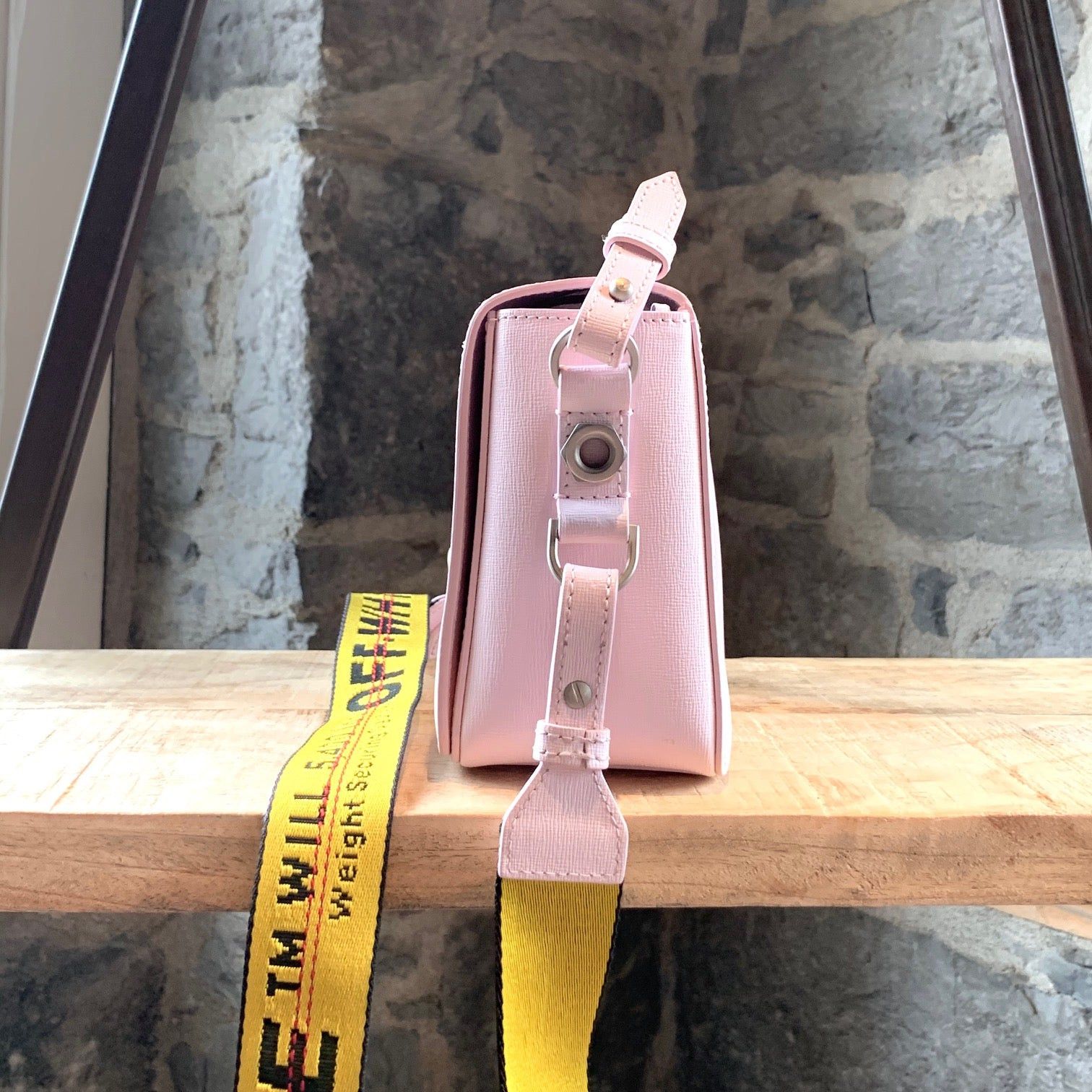 Off-White Off-White Pale Pink Binder Clip Leather Bag Size ONE SIZE - 3 Thumbnail