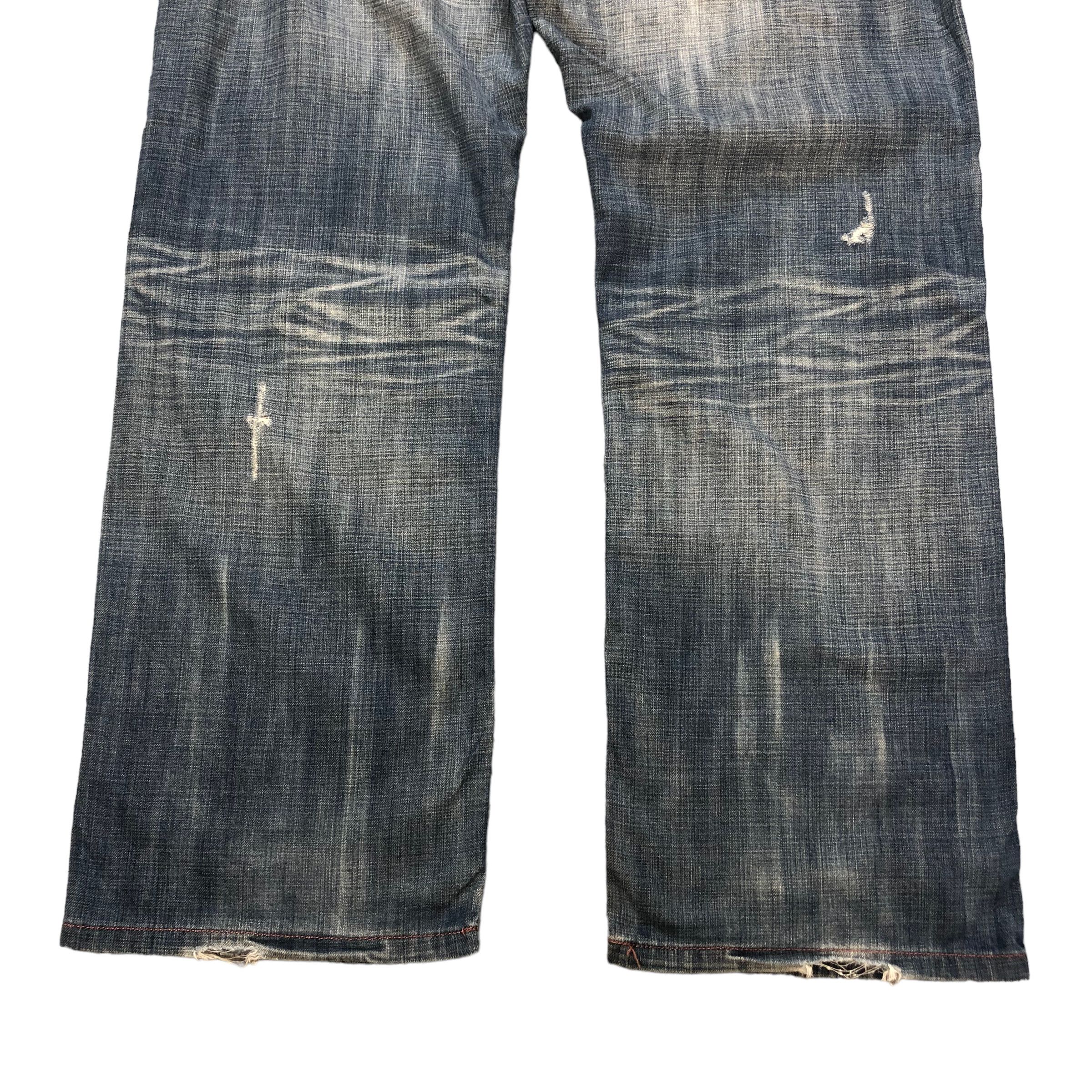 Edwin EDWIN BLUE TRIP 503 NICE DESIGN DISTRESS DENIM #6130-220 Size US 35 - 19 Thumbnail