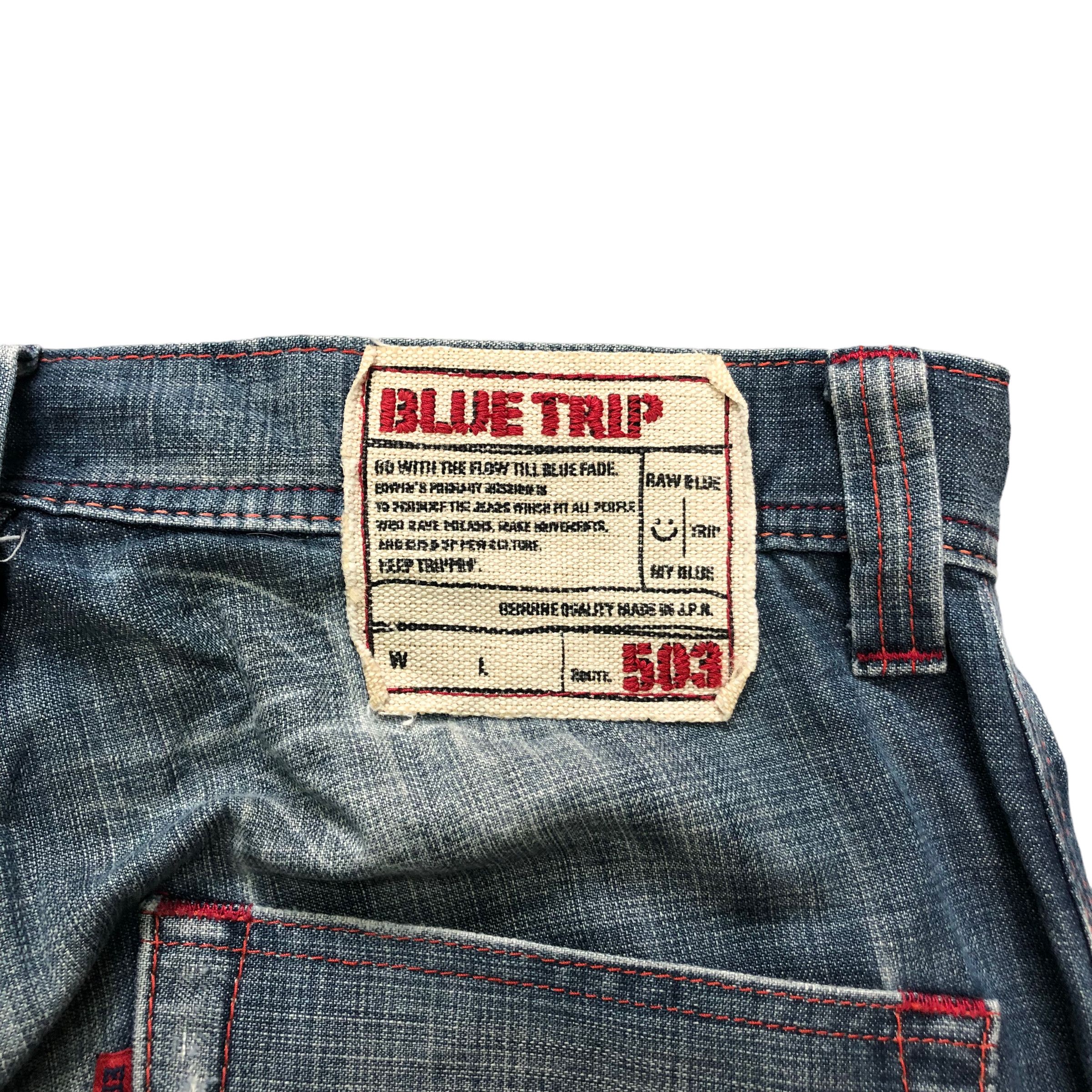 Edwin EDWIN BLUE TRIP 503 NICE DESIGN DISTRESS DENIM #6130-220 Size US 35 - 15 Thumbnail