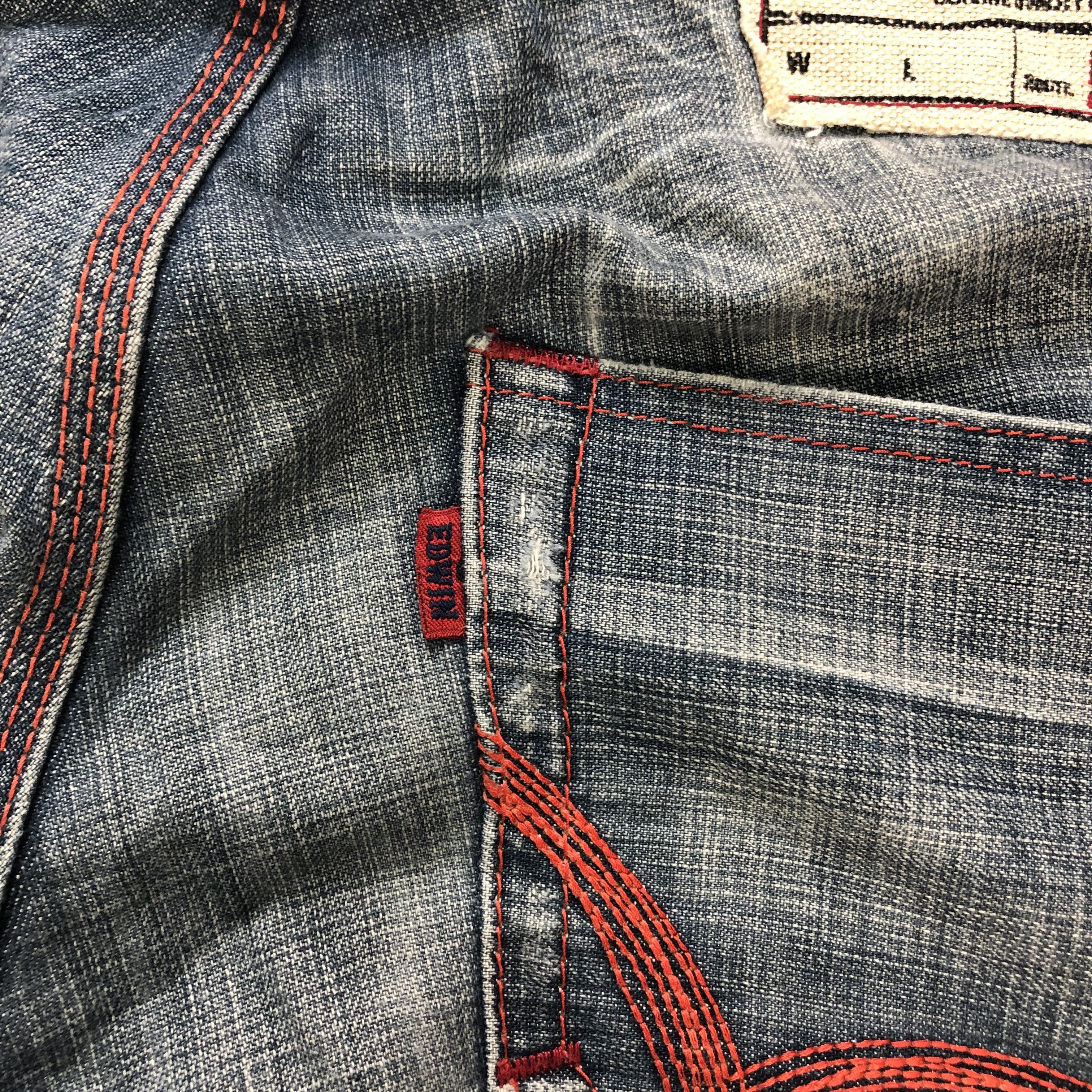 Edwin EDWIN BLUE TRIP 503 NICE DESIGN DISTRESS DENIM #6130-220 Size US 35 - 16 Thumbnail