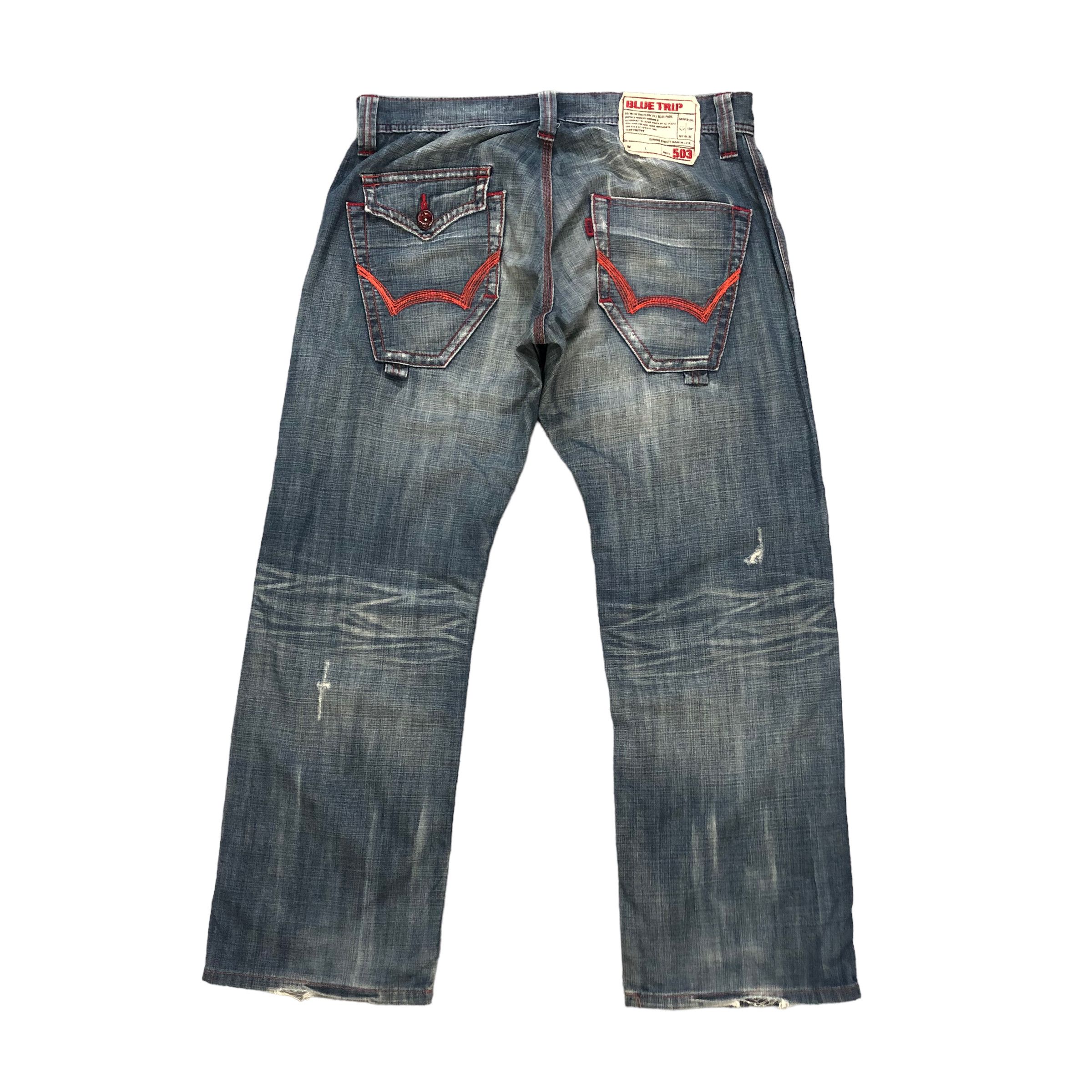 Edwin EDWIN BLUE TRIP 503 NICE DESIGN DISTRESS DENIM #6130-220 Size US 35 - 13 Thumbnail