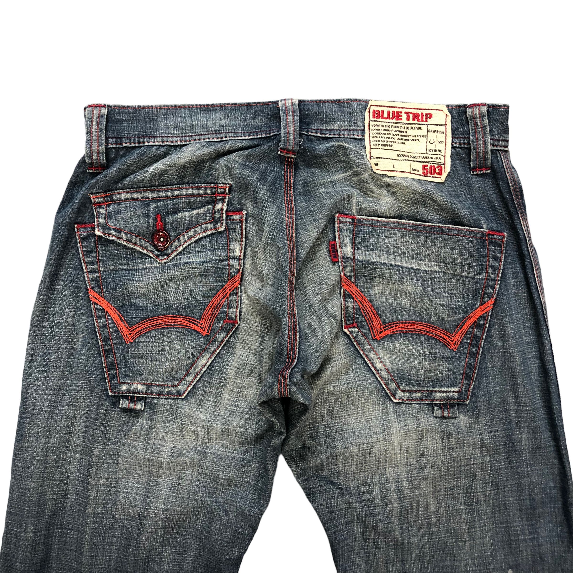 Edwin EDWIN BLUE TRIP 503 NICE DESIGN DISTRESS DENIM #6130-220 Size US 35 - 14 Thumbnail