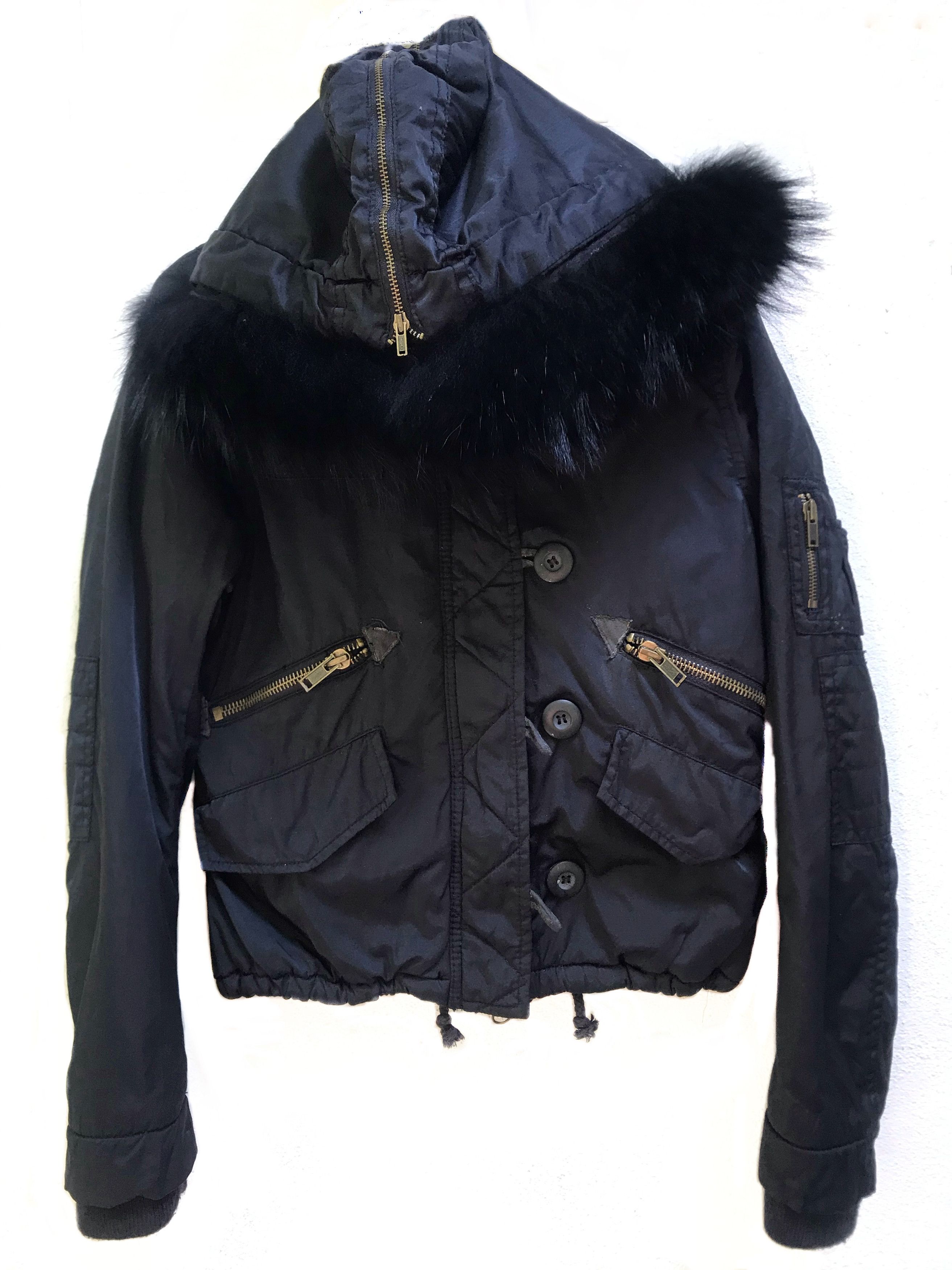 Japanese Brand Moussy Fox Fur Hooded Bomber Jacket Size S / US 4 / IT 40 - 1 Thumbnail