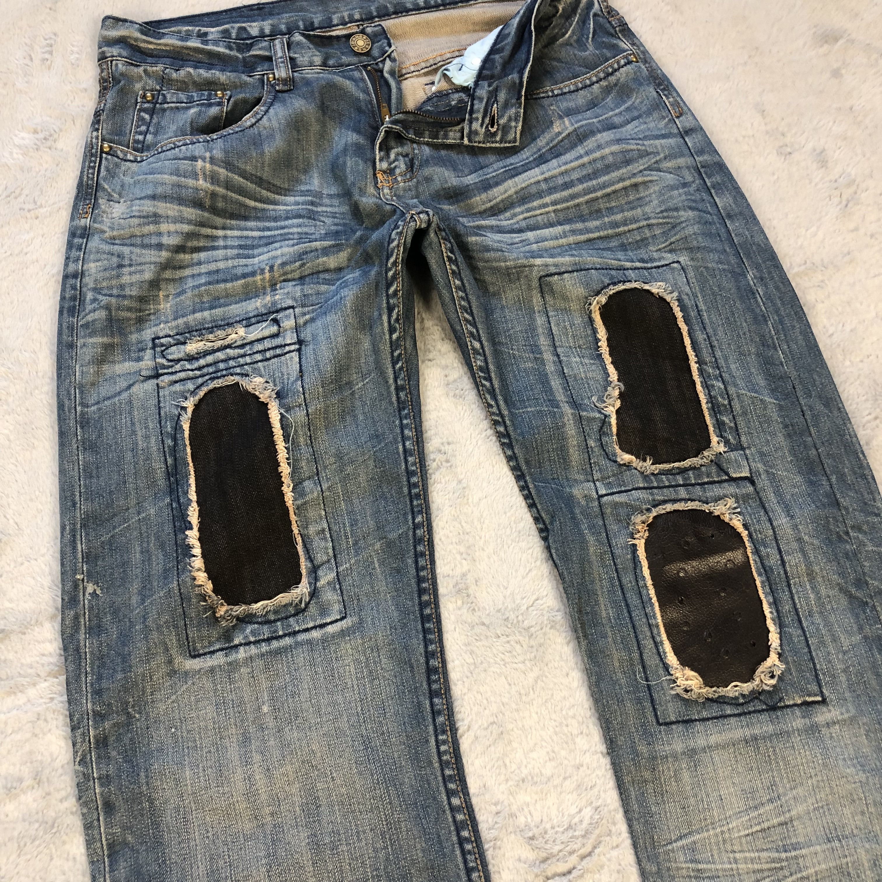 Dsquared2 TRASHED🔥 DSQUARED2 SASHIKO BORO DENIM PANTS #5980-216 Size US 33 - 7 Thumbnail