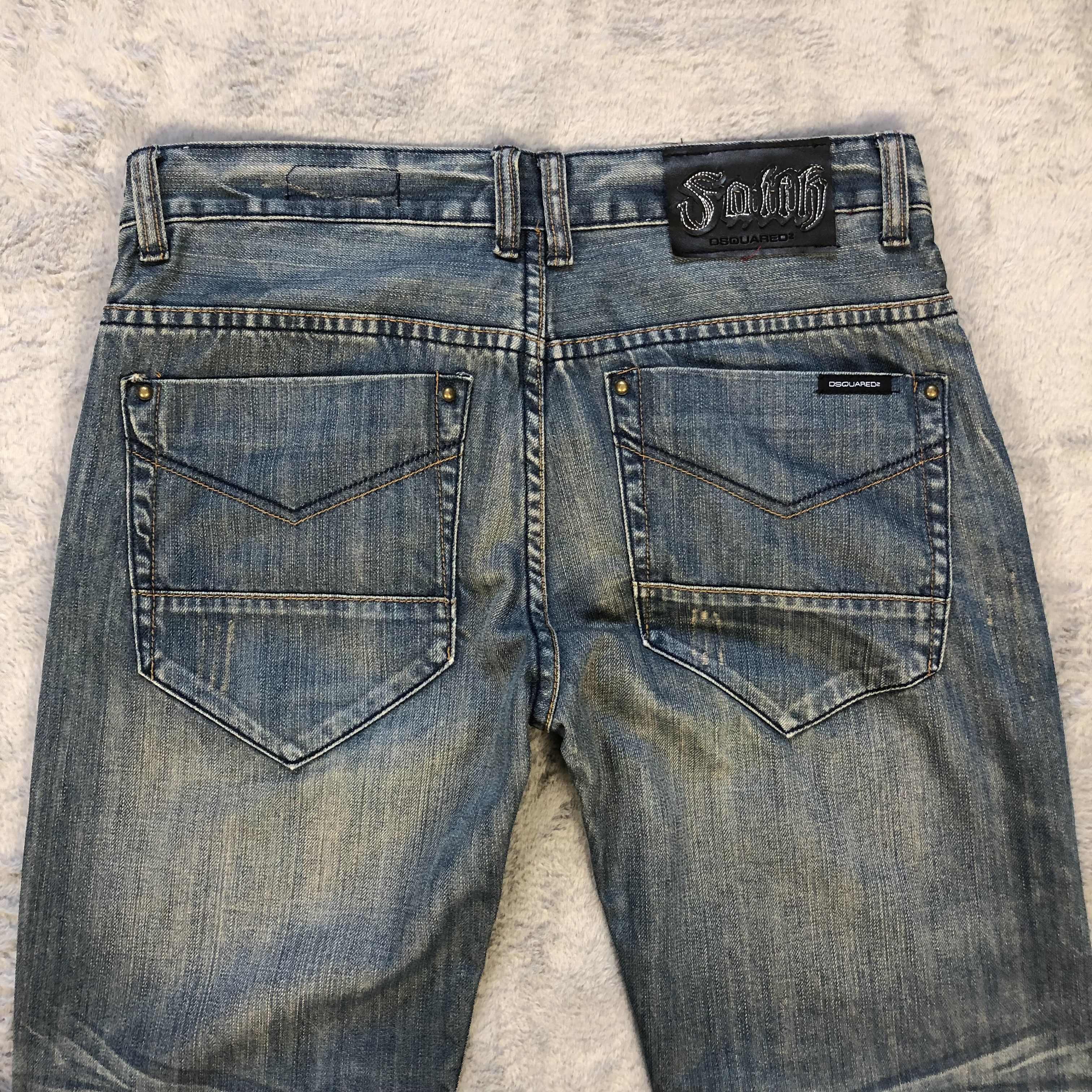 Dsquared2 TRASHED🔥 DSQUARED2 SASHIKO BORO DENIM PANTS #5980-216 Size US 33 - 13 Thumbnail