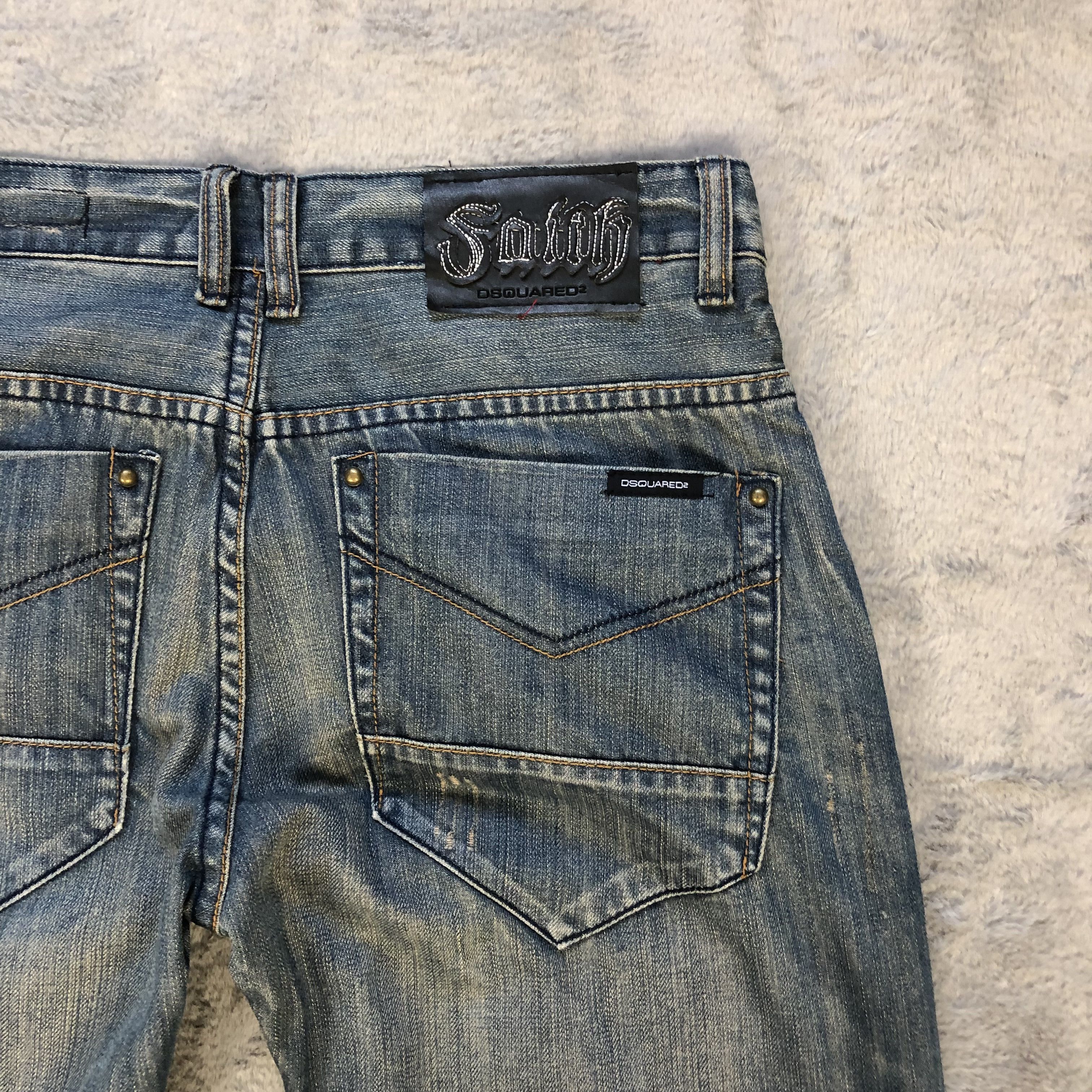 Dsquared2 TRASHED🔥 DSQUARED2 SASHIKO BORO DENIM PANTS #5980-216 Size US 33 - 14 Thumbnail