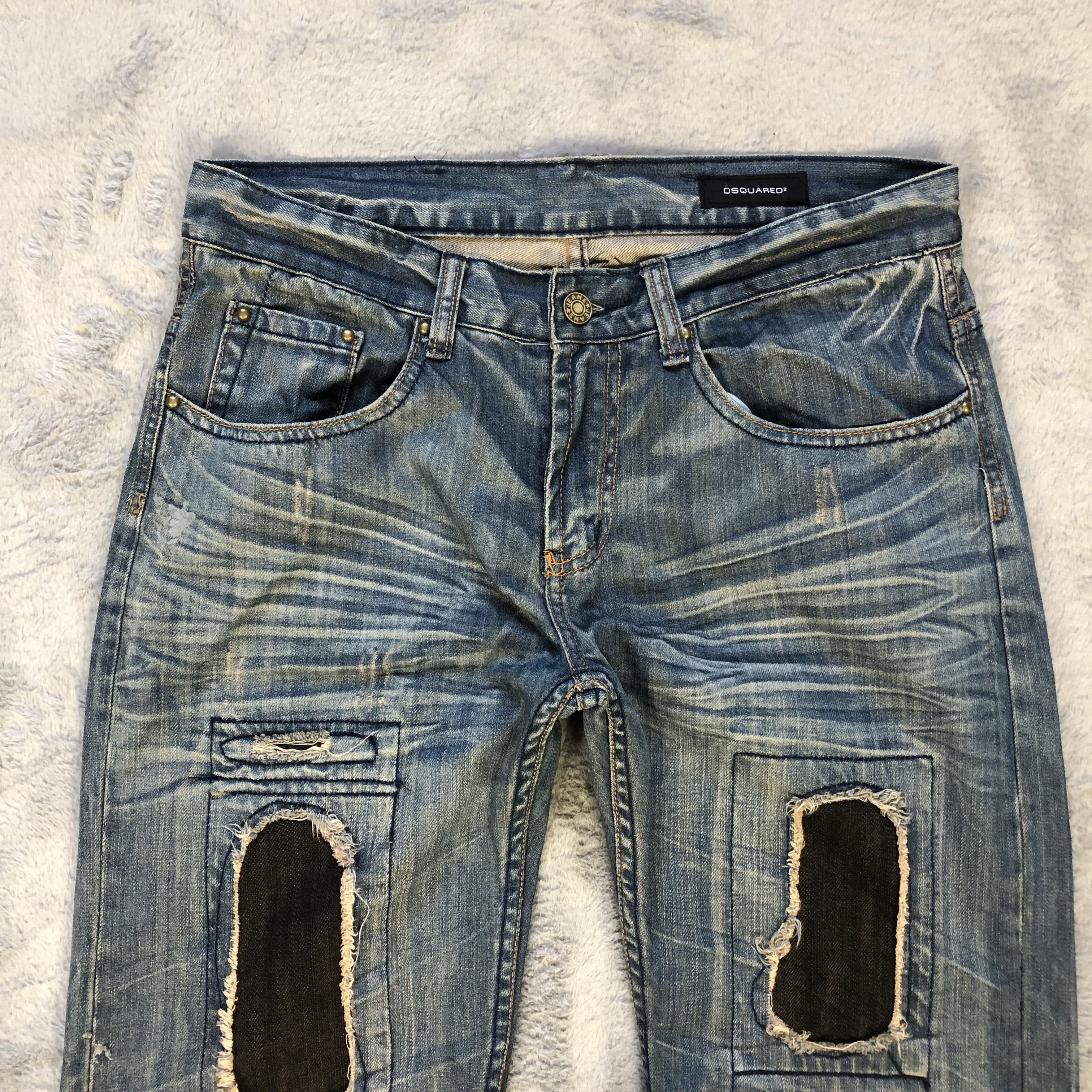Dsquared2 TRASHED🔥 DSQUARED2 SASHIKO BORO DENIM PANTS #5980-216 Size US 33 - 2 Thumbnail