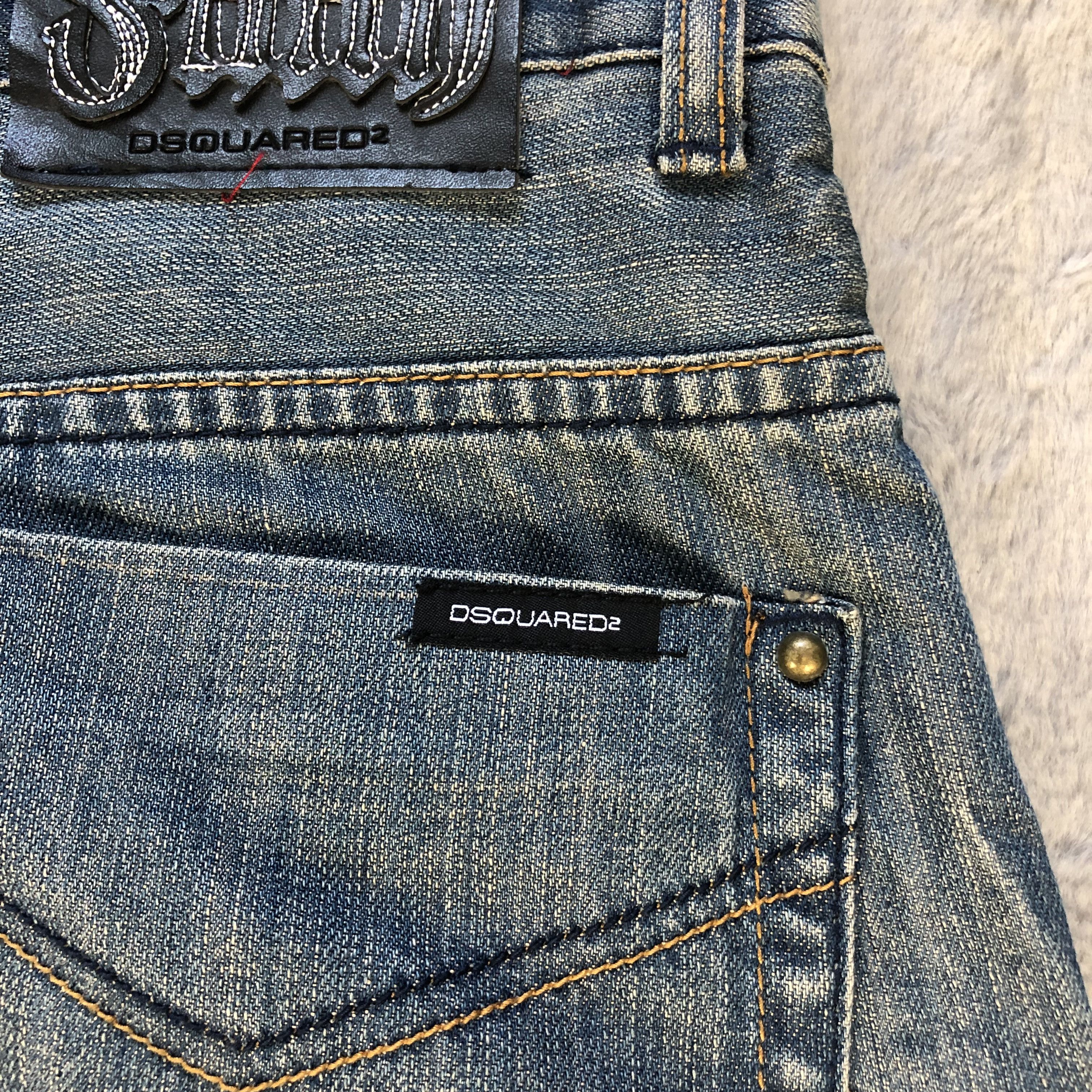 Dsquared2 TRASHED🔥 DSQUARED2 SASHIKO BORO DENIM PANTS #5980-216 Size US 33 - 16 Thumbnail