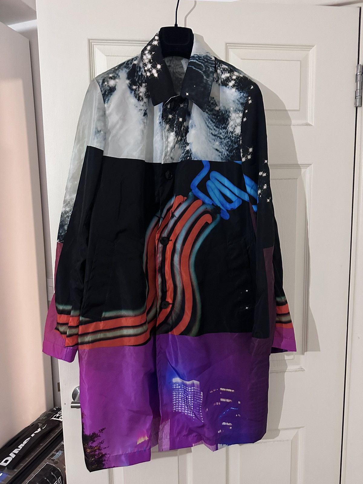 image of Ss20 Dries Van Noten X Yoshirotten Roal Print Coat 48 in Black, Men's (Size Medium)