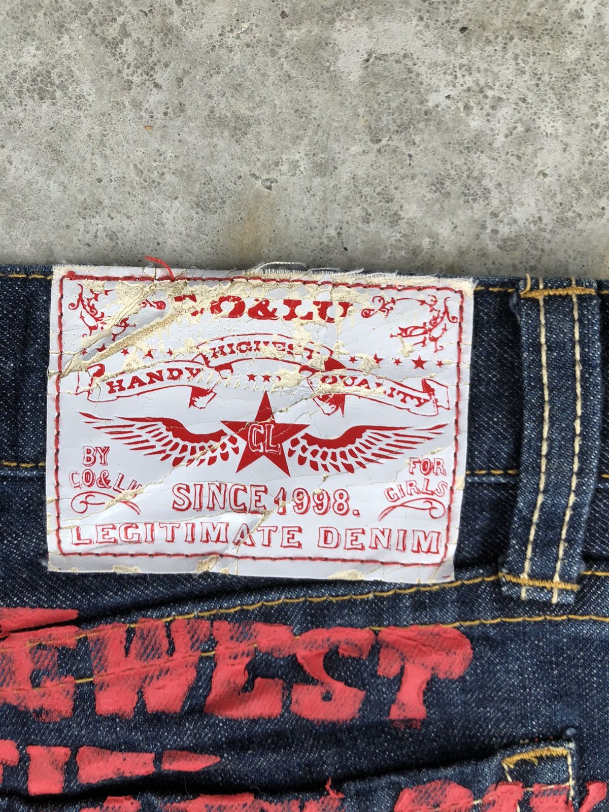 Japanese Brand Co & Lu Daicock Evisu Style Selvedge Denim Big Logo Painted Size US 30 / EU 46 - 14 Thumbnail