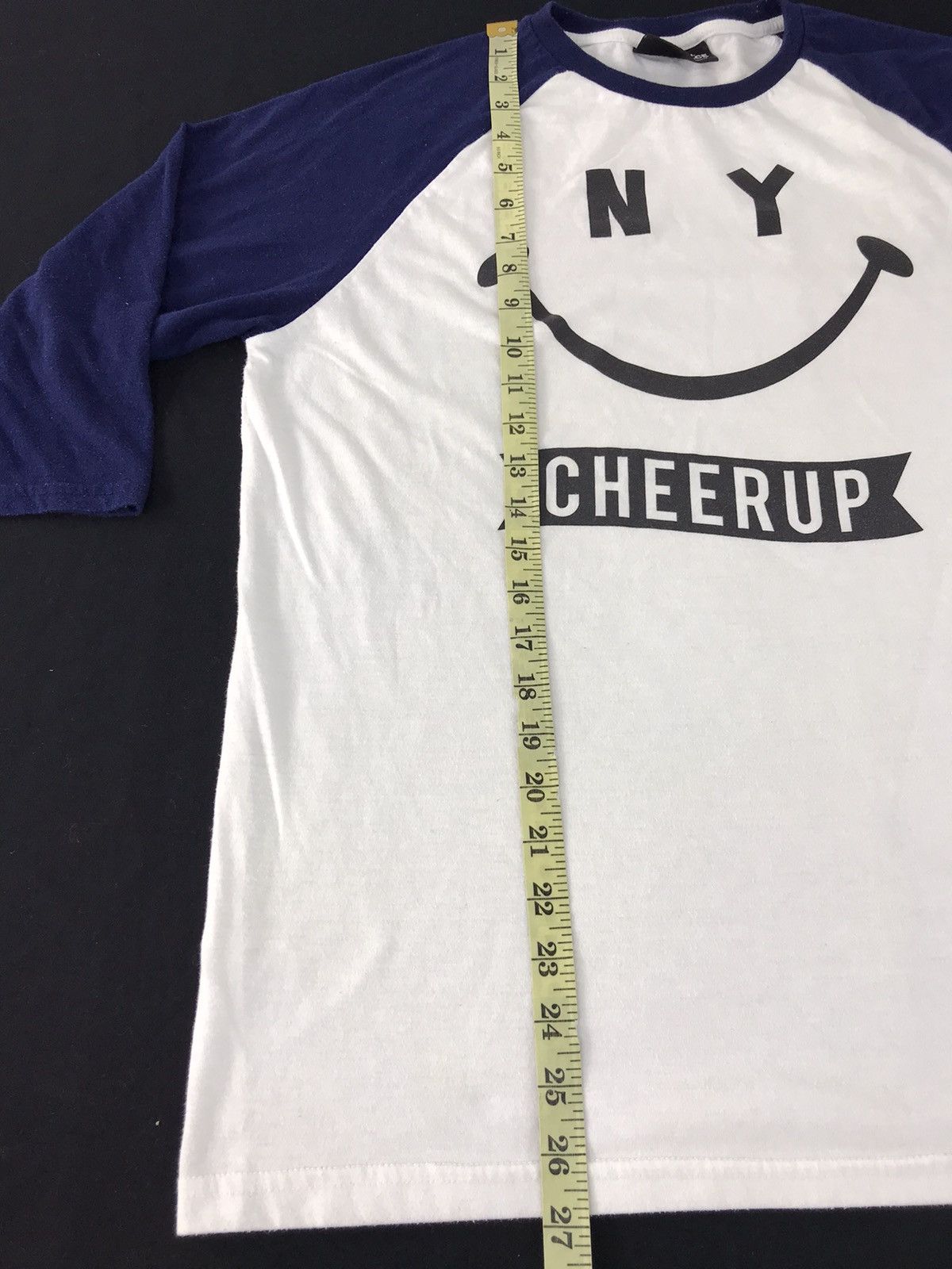 Japanese Brand Harvey Ball Smiley Face Cheer Up 3 Quater Tee Big Logo Size US M / EU 48-50 / 2 - 10 Thumbnail