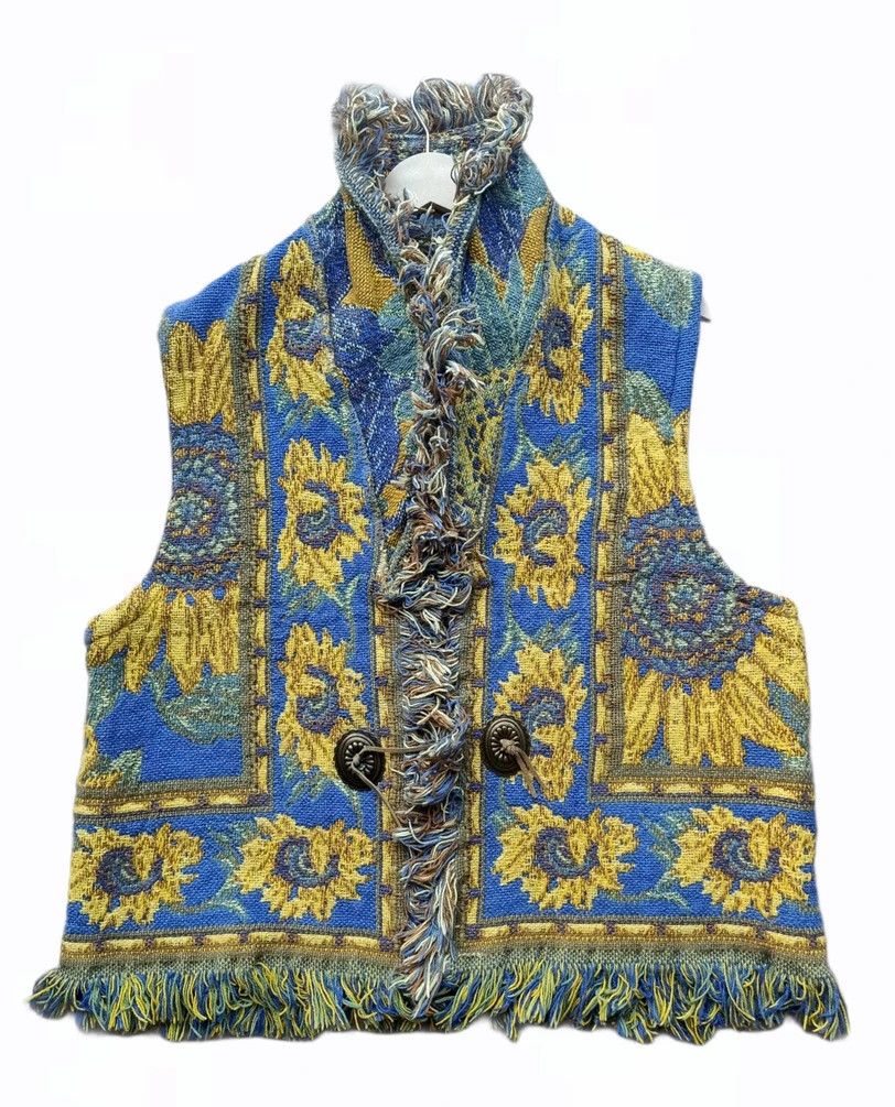 Made In Canada × Vintage Vintage Sunflower Hand Knit Vest | Grailed