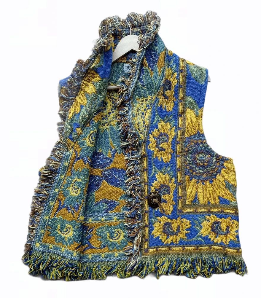 Vintage Vintage Sunflower Hand Knit Vest Size US M / EU 48-50 / 2 - 2 Thumbnail