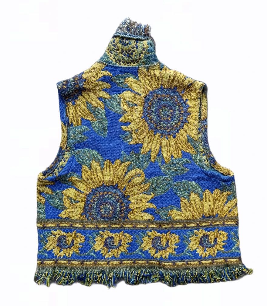 Vintage Vintage Sunflower Hand Knit Vest Size US M / EU 48-50 / 2 - 3 Thumbnail