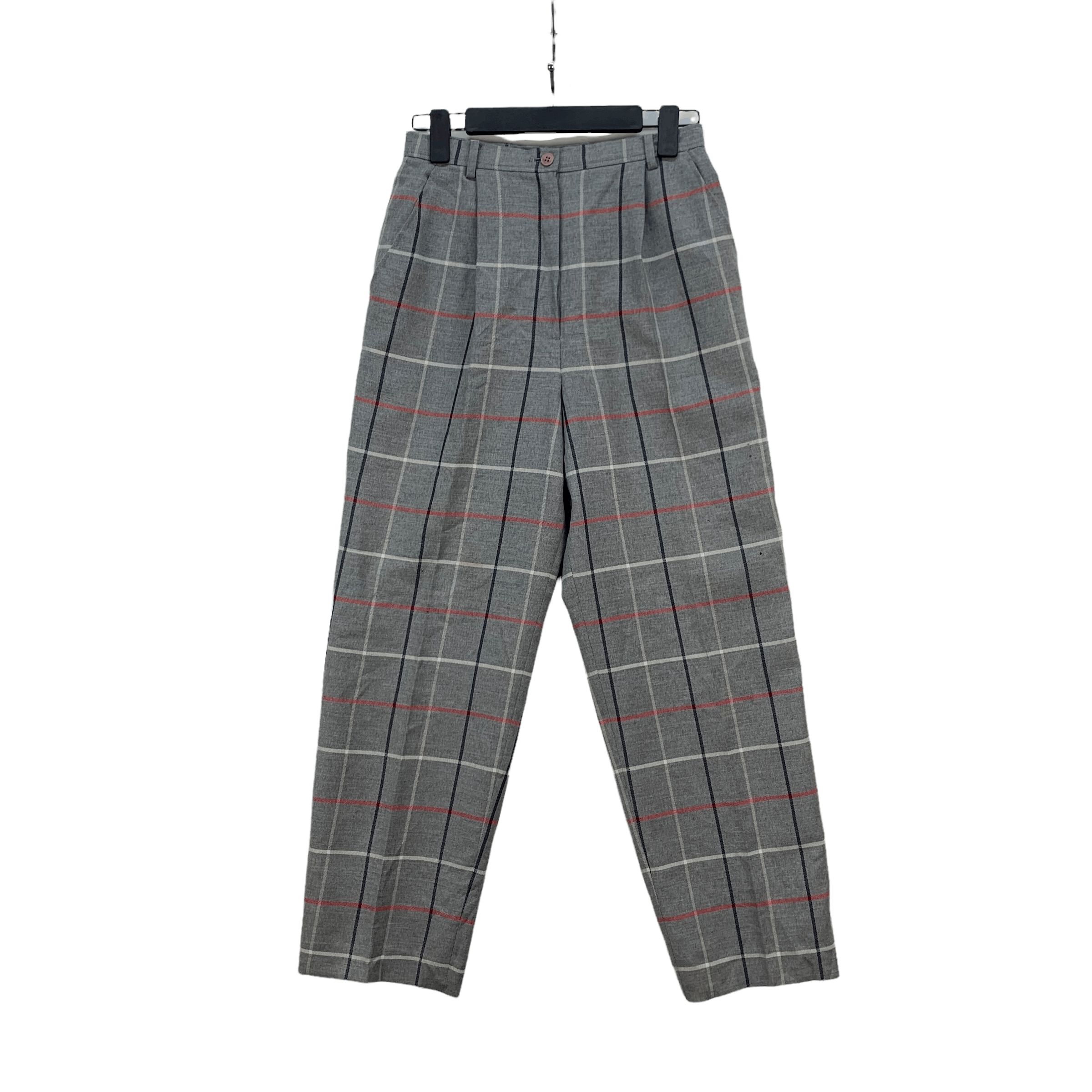 image of Burberrys Checked Trousers / Pants 3937-136 in Grey, Women's (Size 26)