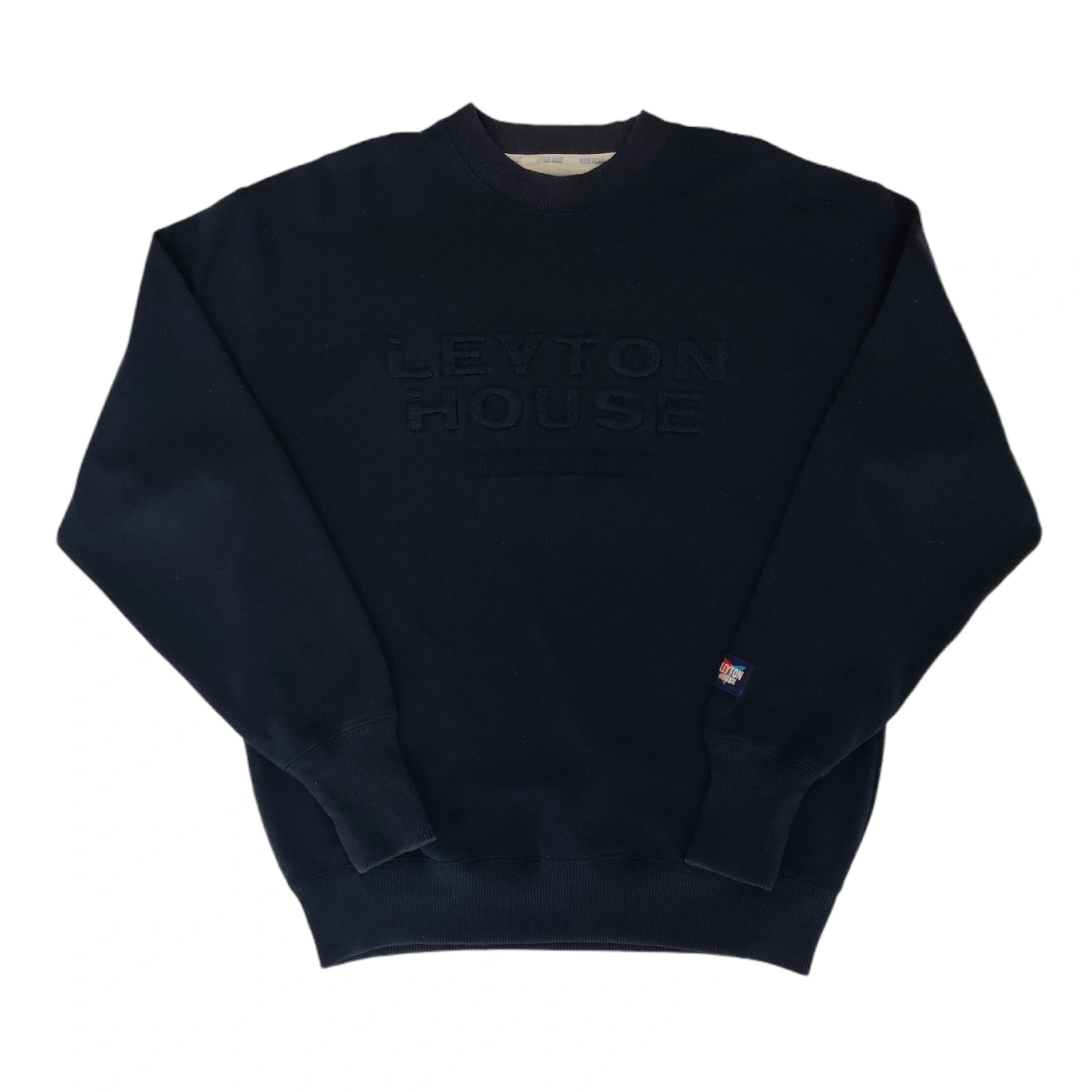 image of Vintage Leyton House Racing Sweatshirt Big Logo Spellout in Black, Men's (Size Medium)