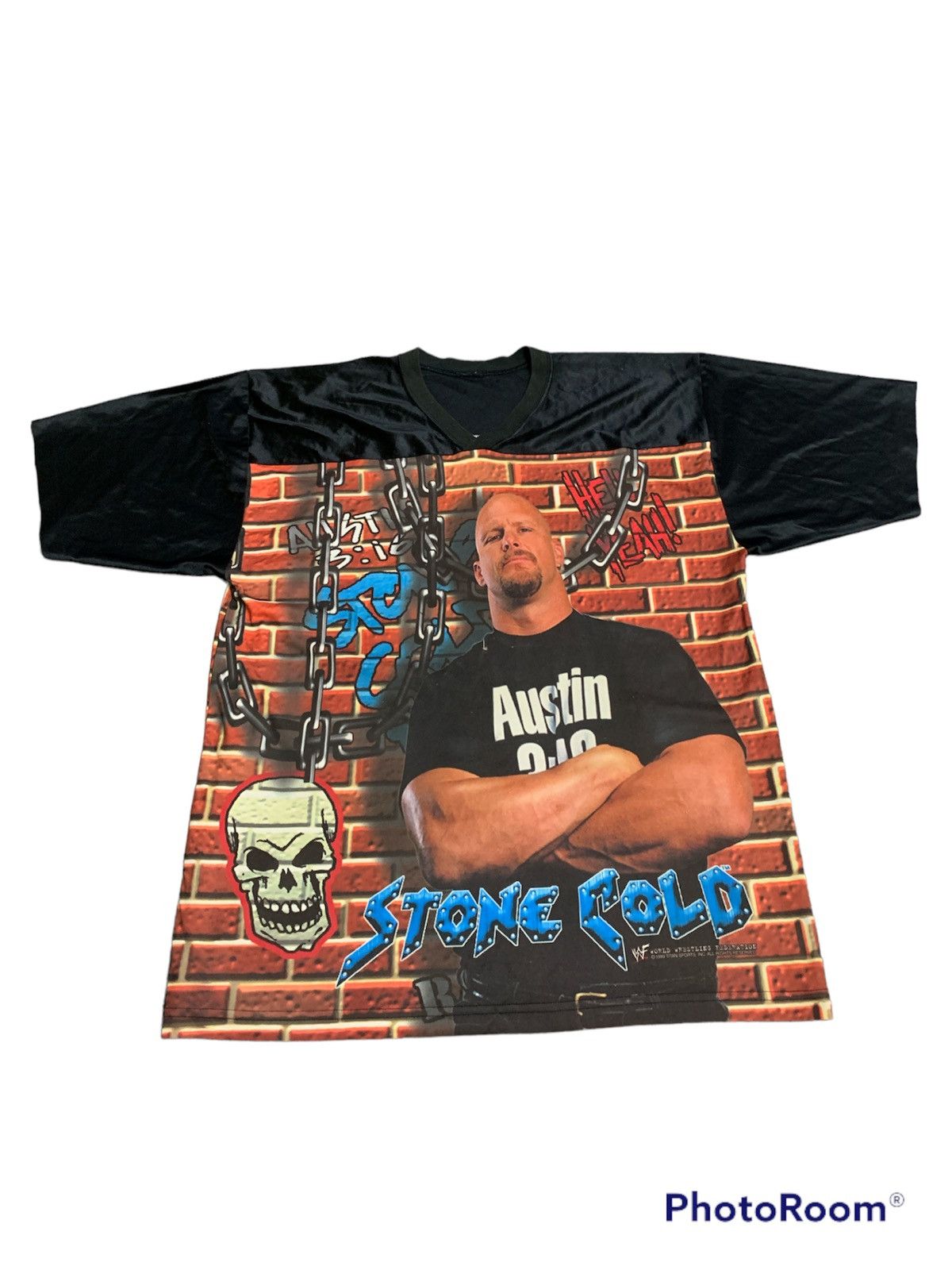 image of Wcwnwo x Wwe Vintage Stone Cold Steve Austin Jersey 1999 in Black, Men's (Size XL)