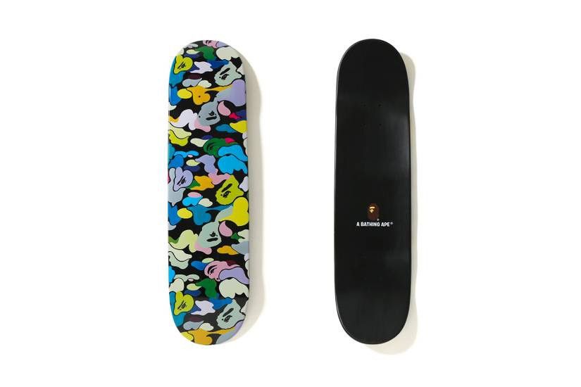 image of Bape Multi Camo Skateboard in Black, Men's