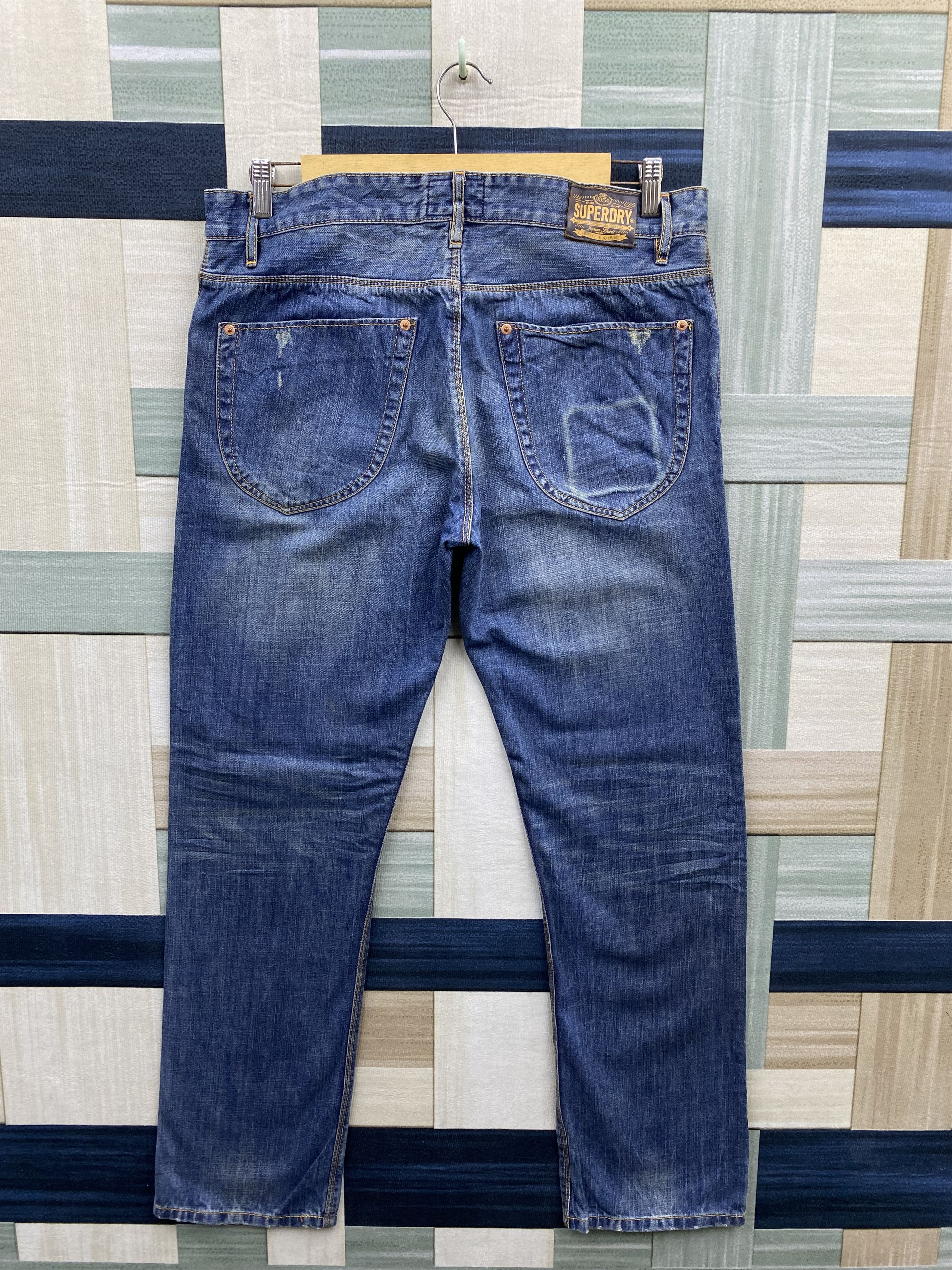 Superdry Japanese Brand Superdry Light Distress Fade Blue Denim Jean Size US 34 / EU 50 - 2 Thumbnail
