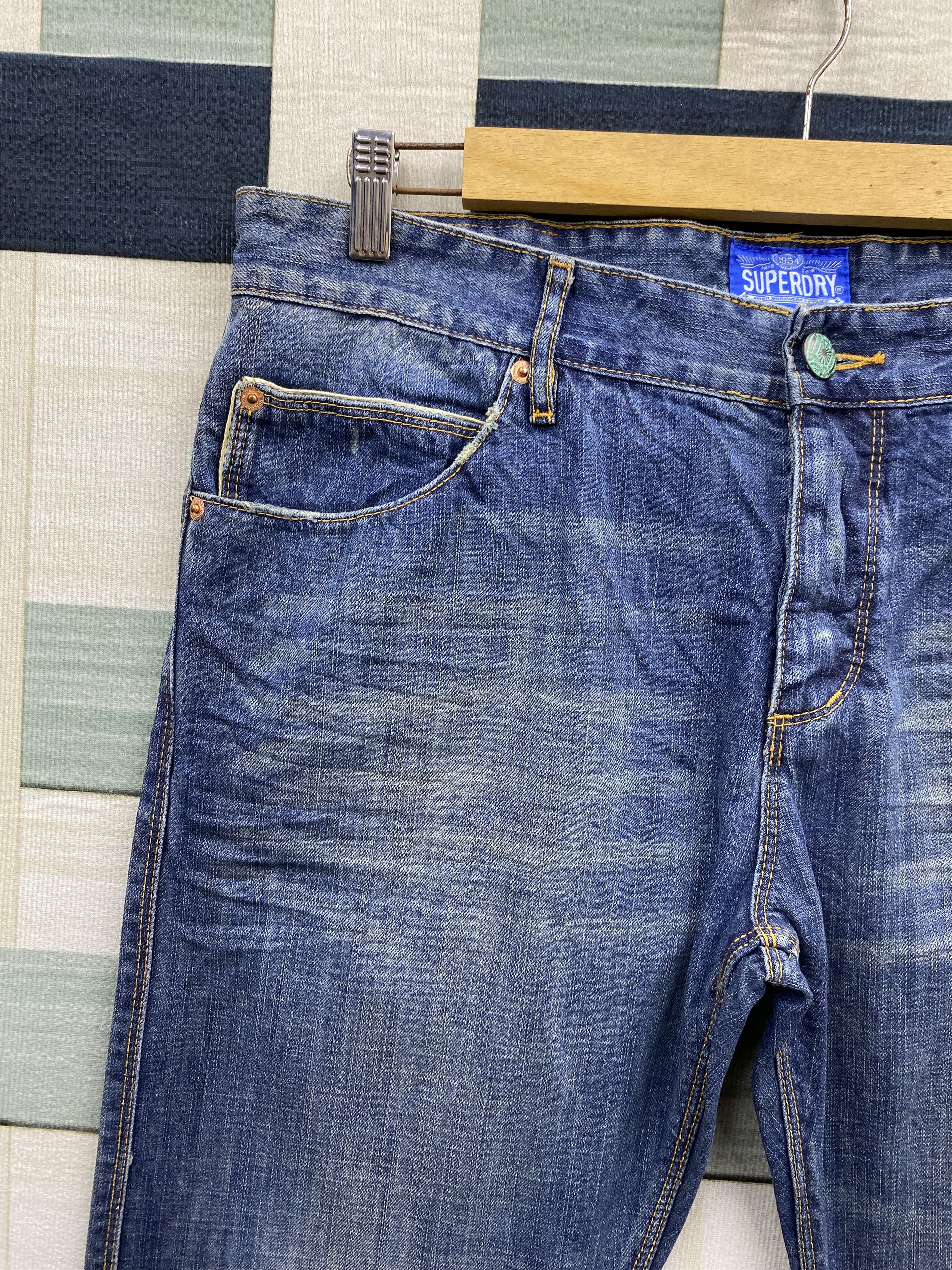 Superdry Japanese Brand Superdry Light Distress Fade Blue Denim Jean Size US 34 / EU 50 - 6 Thumbnail