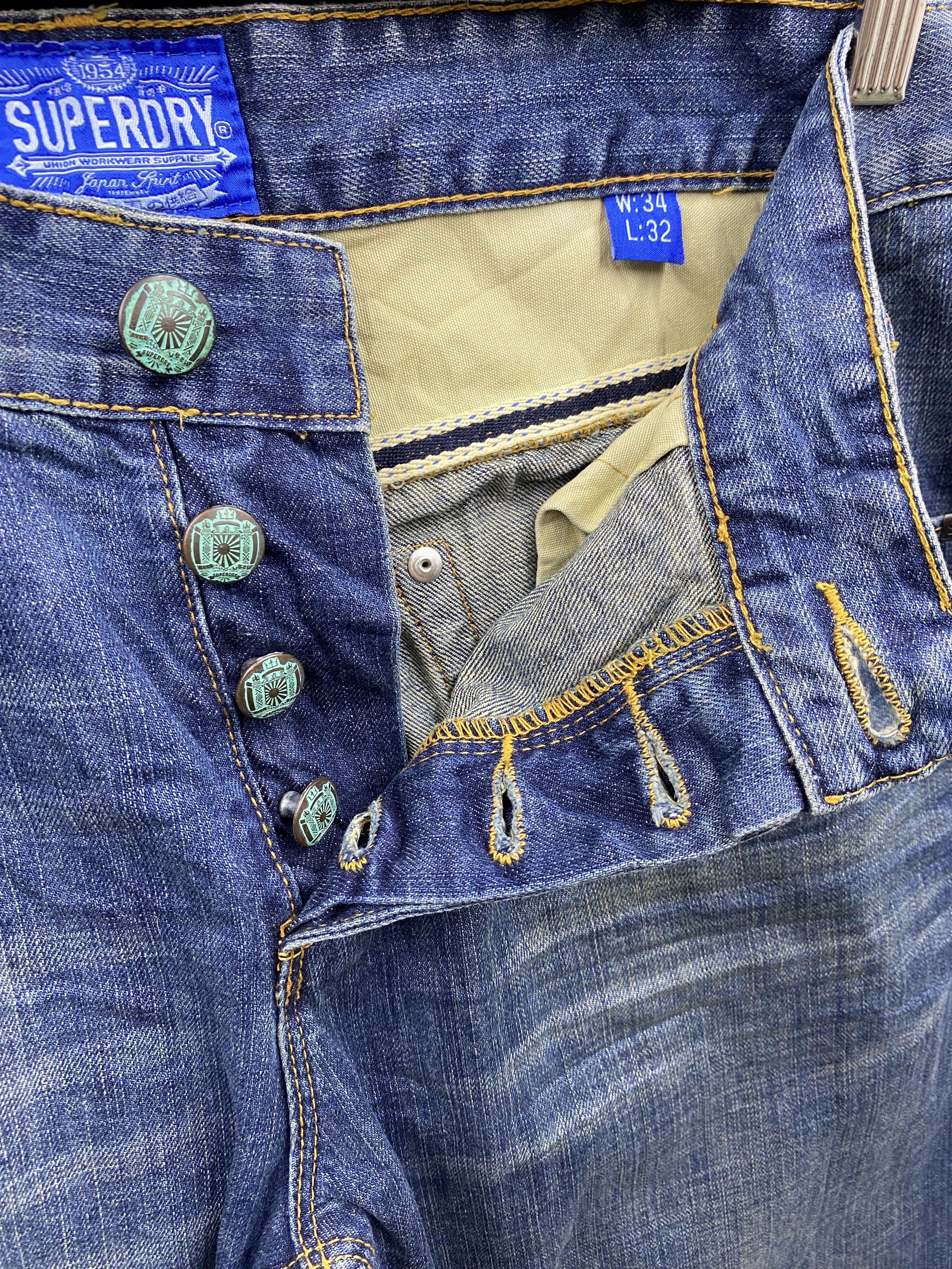 Superdry Japanese Brand Superdry Light Distress Fade Blue Denim Jean Size US 34 / EU 50 - 18 Thumbnail