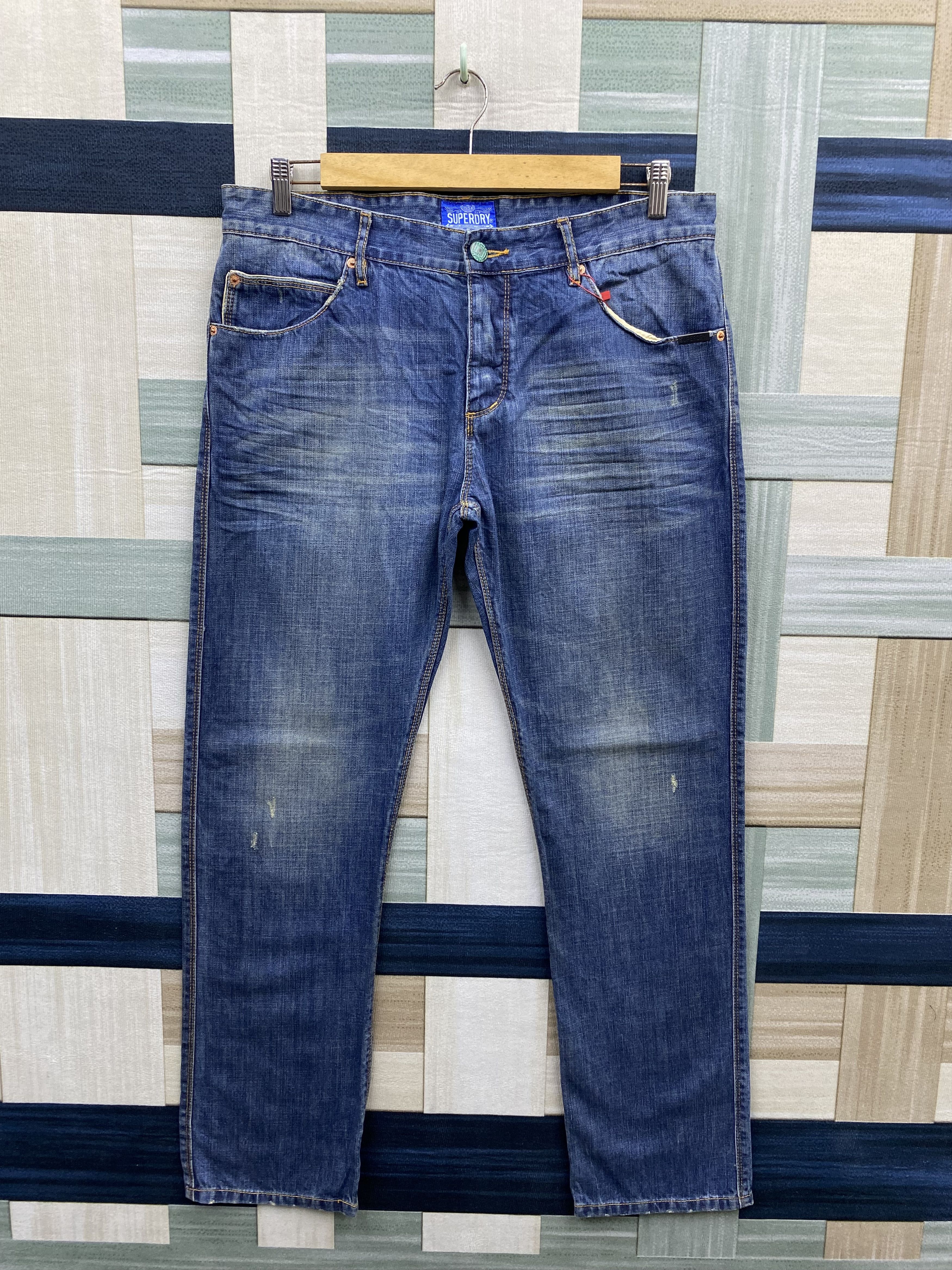 Superdry Japanese Brand Superdry Light Distress Fade Blue Denim Jean Size US 34 / EU 50 - 1 Thumbnail