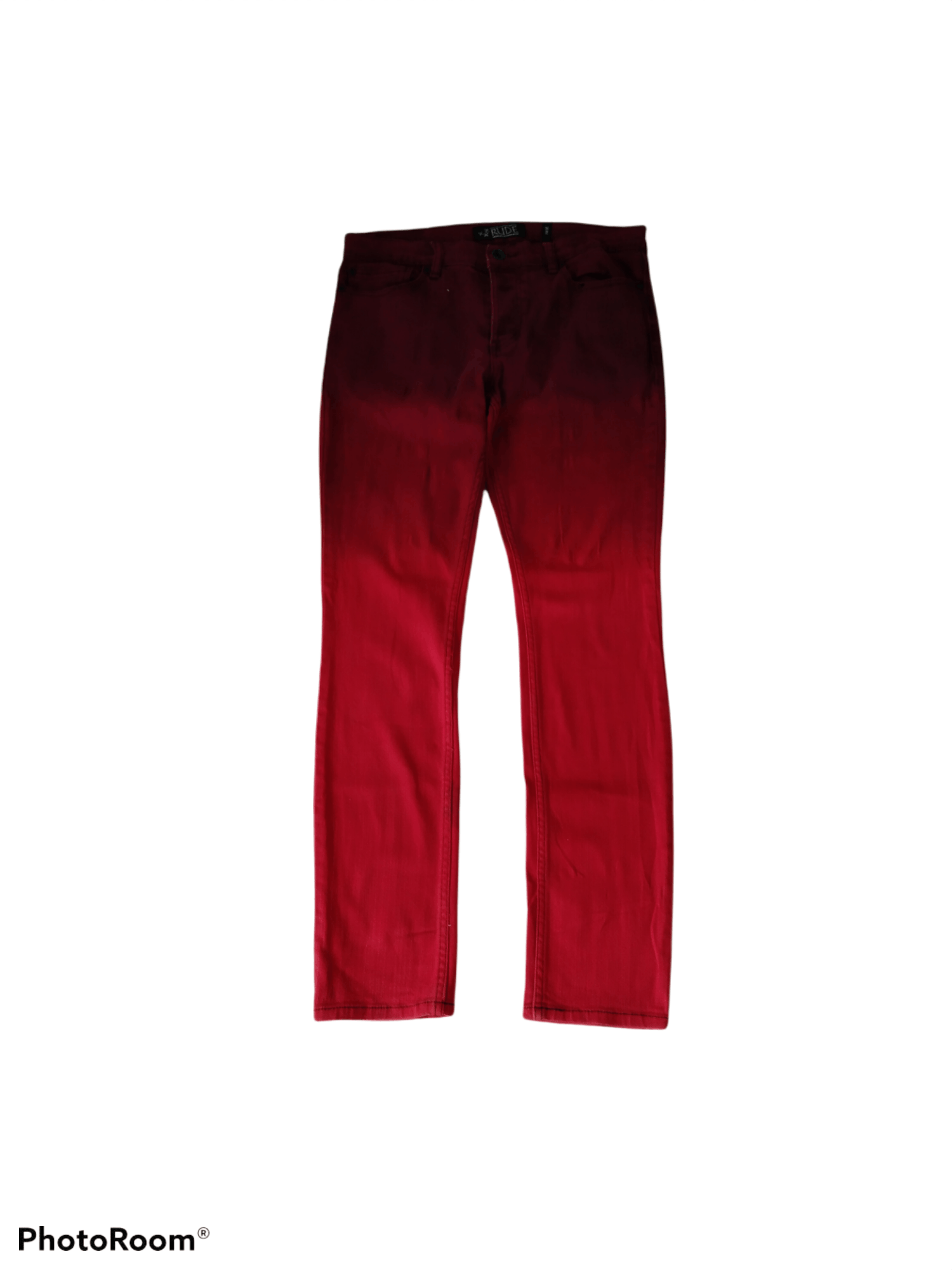 image of Avant Garde x Seditionaries Rude Skinny Two Tone Denim Pants in Maroon/Red, Men's (Size 32)