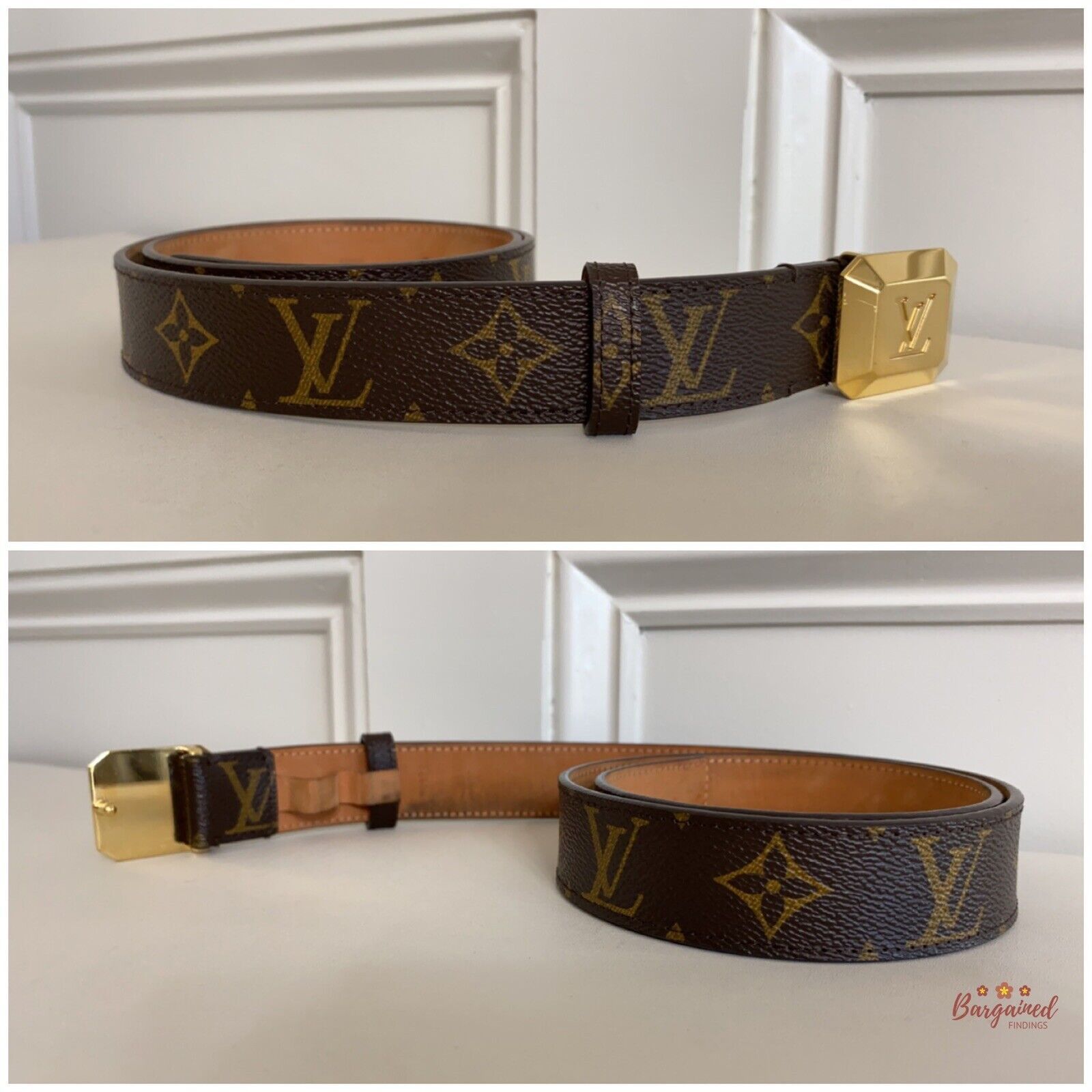 Louis Vuitton Louis Vuitton Monogram Canvas Cabochon Gold Logo Buckle Size 28 - 3 Thumbnail