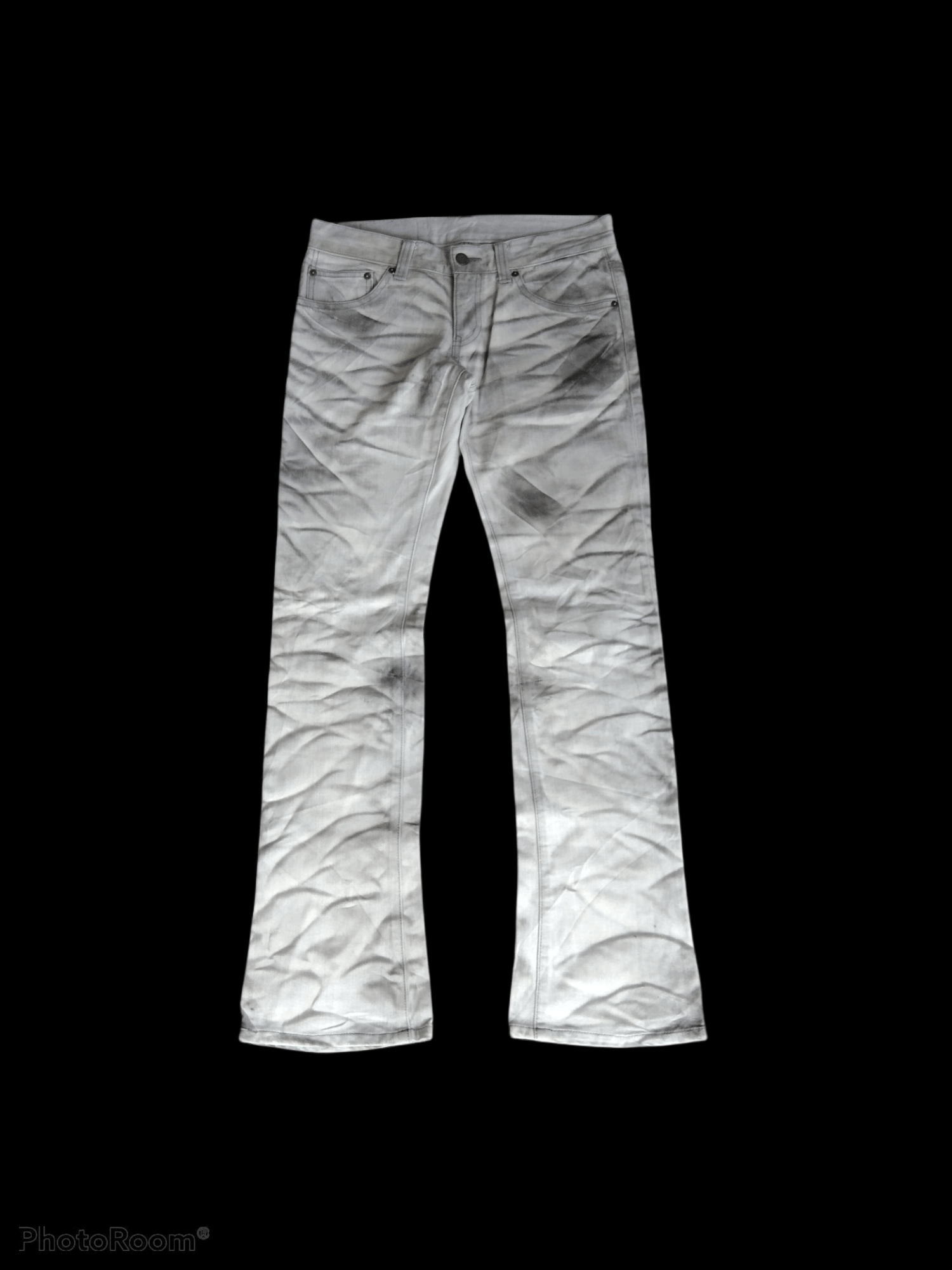 image of Avant Garde x Tornado Mart Hot Item Flaredistressed Scale Tornado Mart Pants in Silver Distressed (