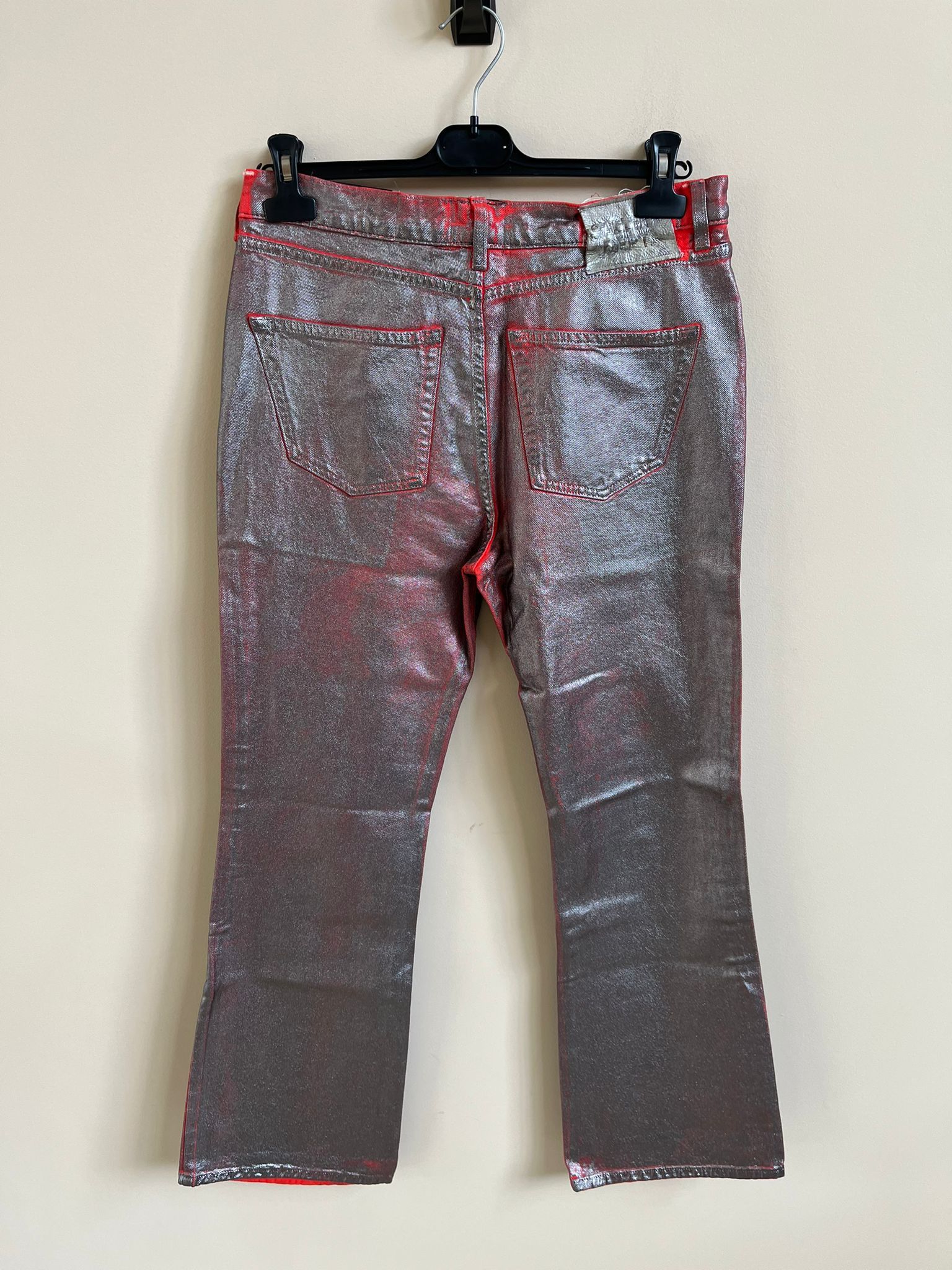 Gallery Dept. Silver & Red Metallic Flare Denim Size US 32 / EU 48 - 14 Thumbnail