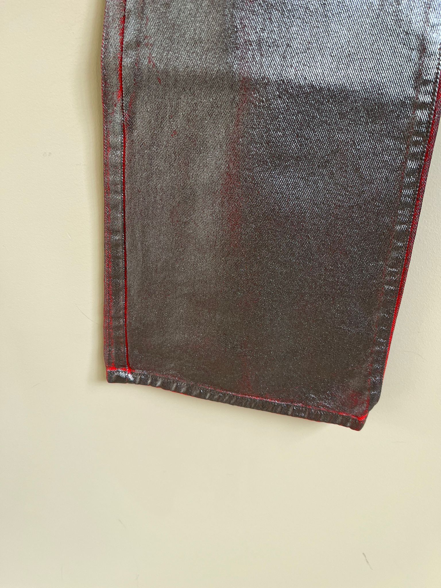 Gallery Dept. Silver & Red Metallic Flare Denim Size US 32 / EU 48 - 7 Thumbnail