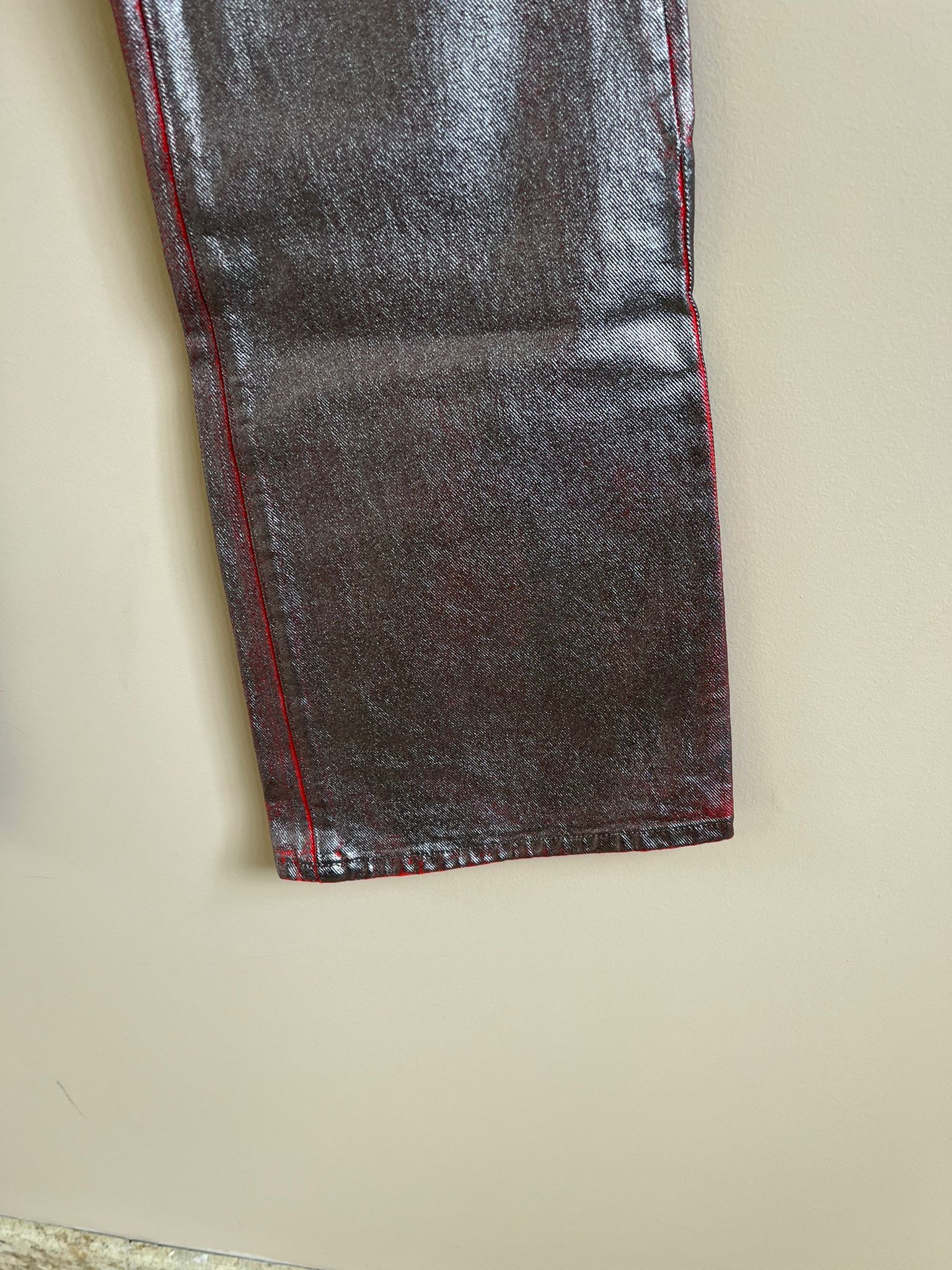 Gallery Dept. Silver & Red Metallic Flare Denim Size US 32 / EU 48 - 2 Thumbnail