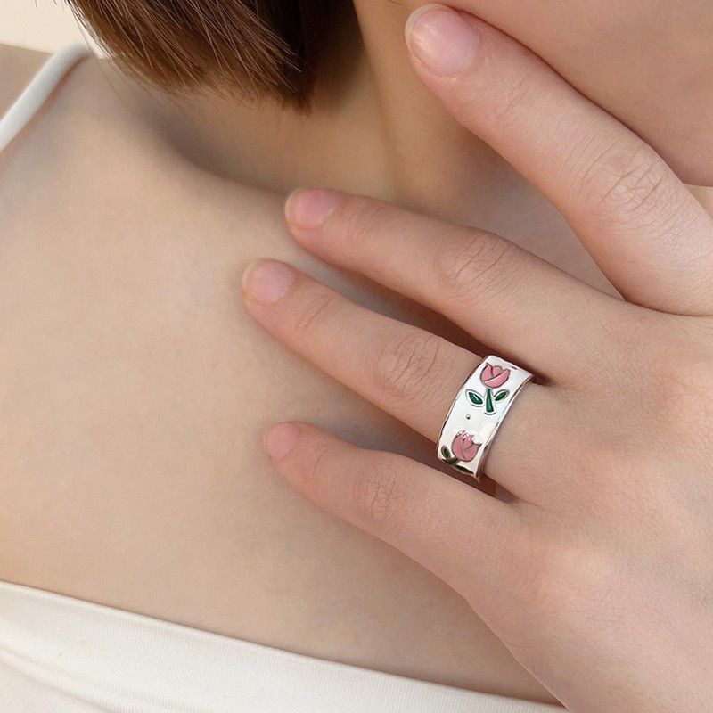 Handmade Elegant Rose Flower Ring Size ONE SIZE - 3 Thumbnail