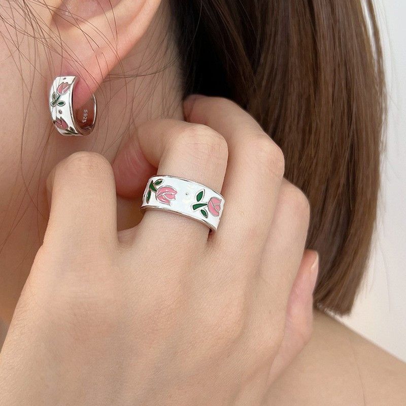 Handmade Elegant Rose Flower Ring Size ONE SIZE - 2 Thumbnail