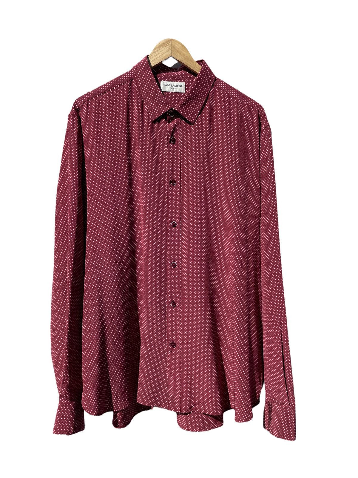 Hedi Slimane × Saint Laurent Paris FW15 silk shirt + ivory polka dots Size US XL / EU 56 / 4 - 1 Thumbnail