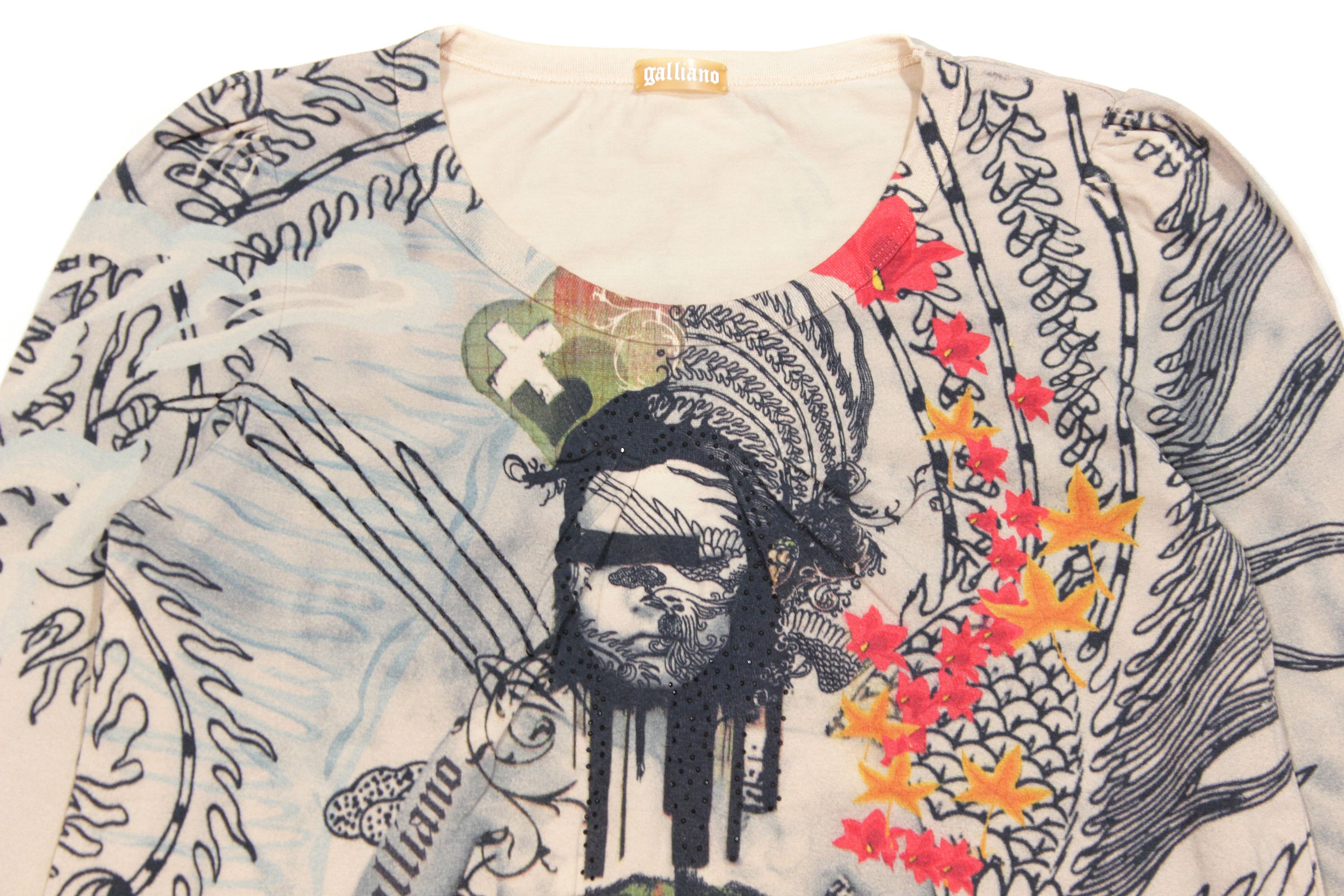 John Galliano 00S Abstract Printed Longsleeve Vintage Size L / US 10 / IT 46 - 3 Thumbnail