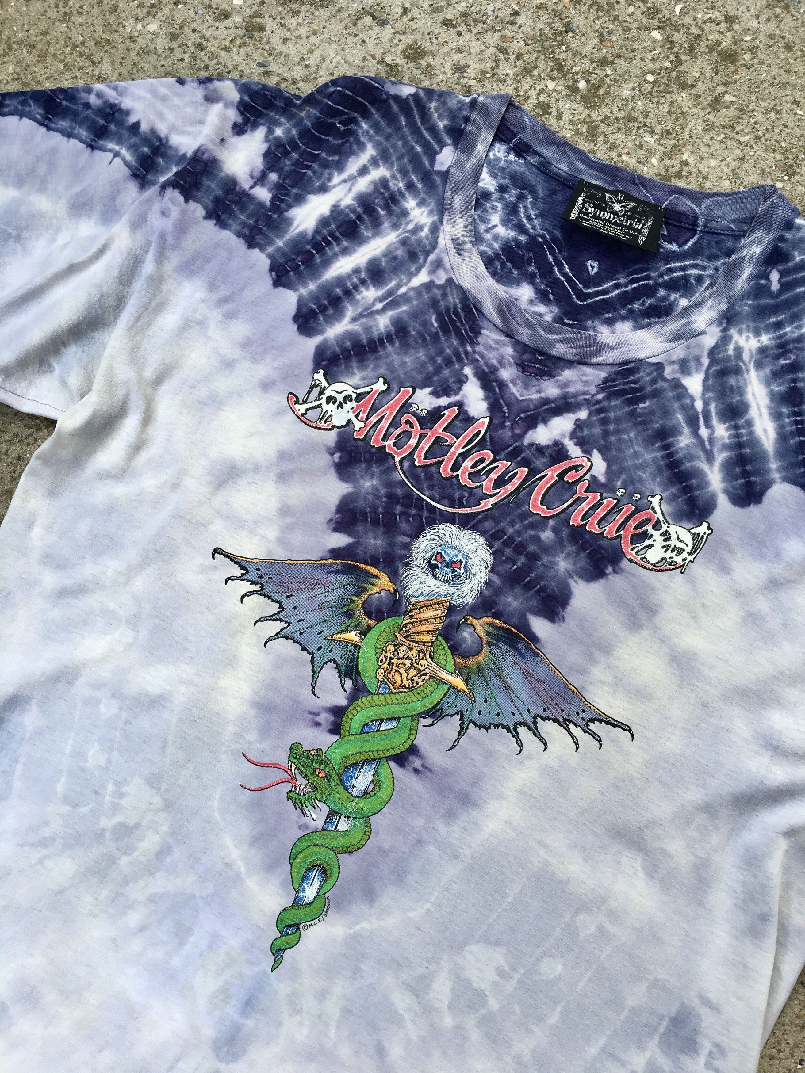 Band Tees × Vintage Motley Crue Vintage 80s Symmetria Tie Die Dr. Feelgood Tee Size US XL / EU 56 / 4 - 3 Thumbnail