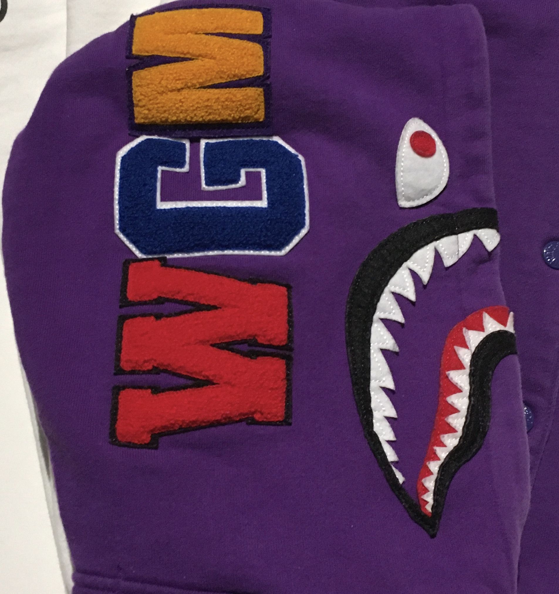 Bape Bape varsity shark hoodie bomber jacket Size US S / EU 44-46 / 1 - 3 Thumbnail