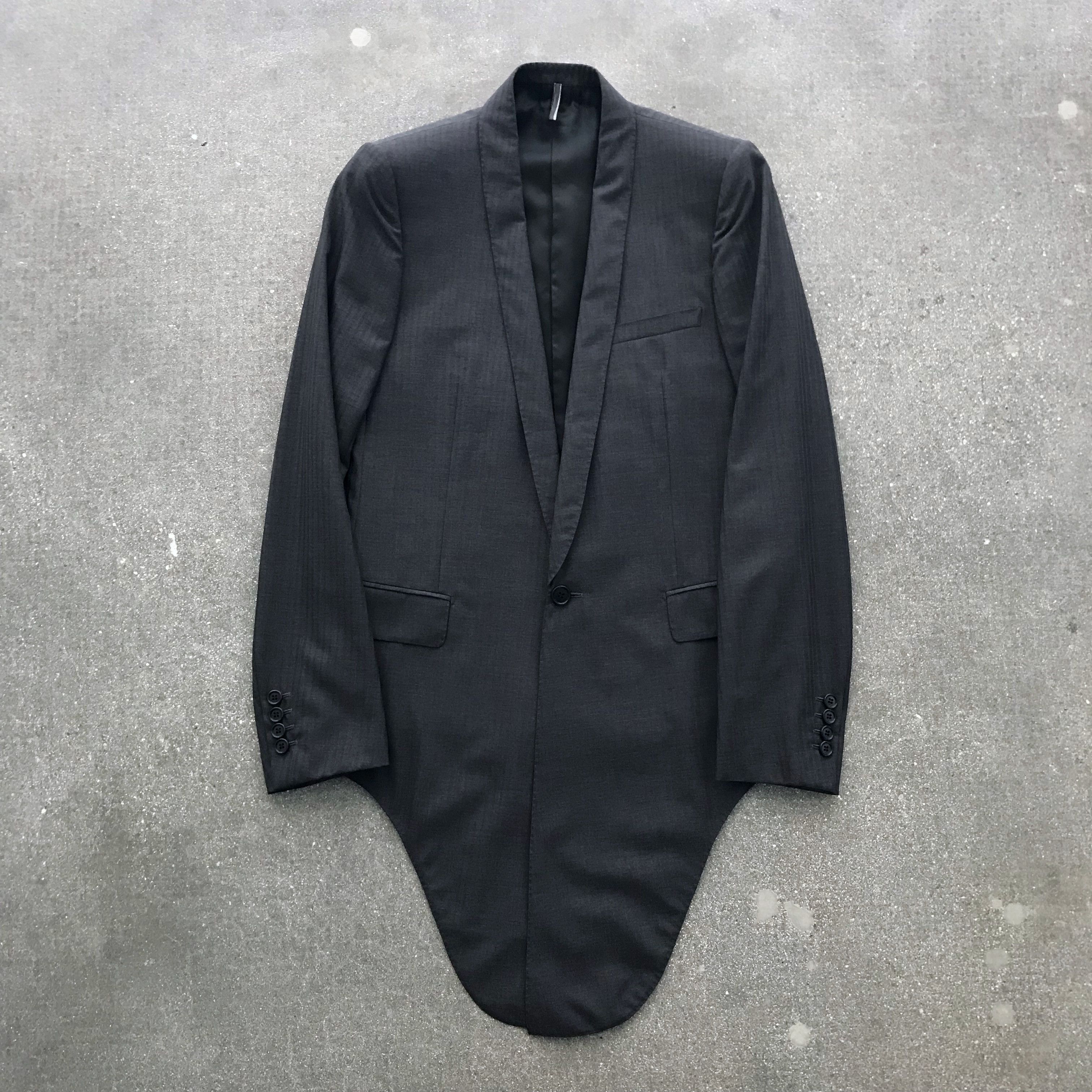 image of Dior Homme Ss06 Runway Blazer With Elongated Flap - It48 in Dark Grey, Men's (Size Medium)