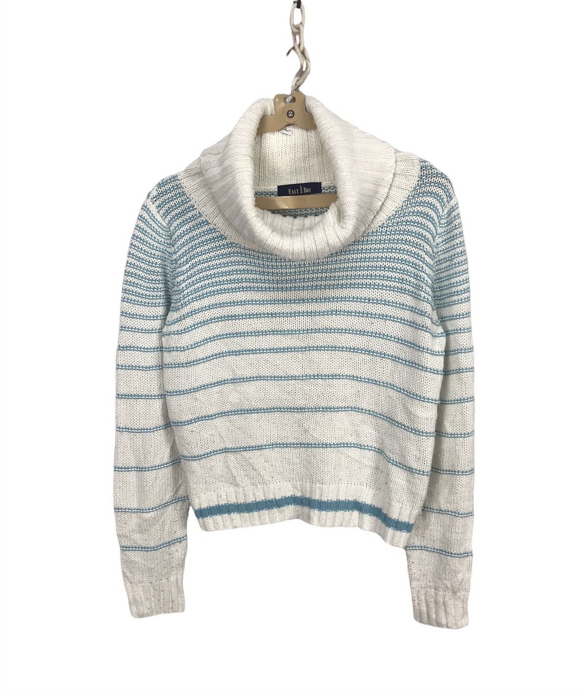 Japanese Brand Stripe croptop knit sweatshirt turtleneck by east boy Size US S / EU 44-46 / 1 - 1 Thumbnail