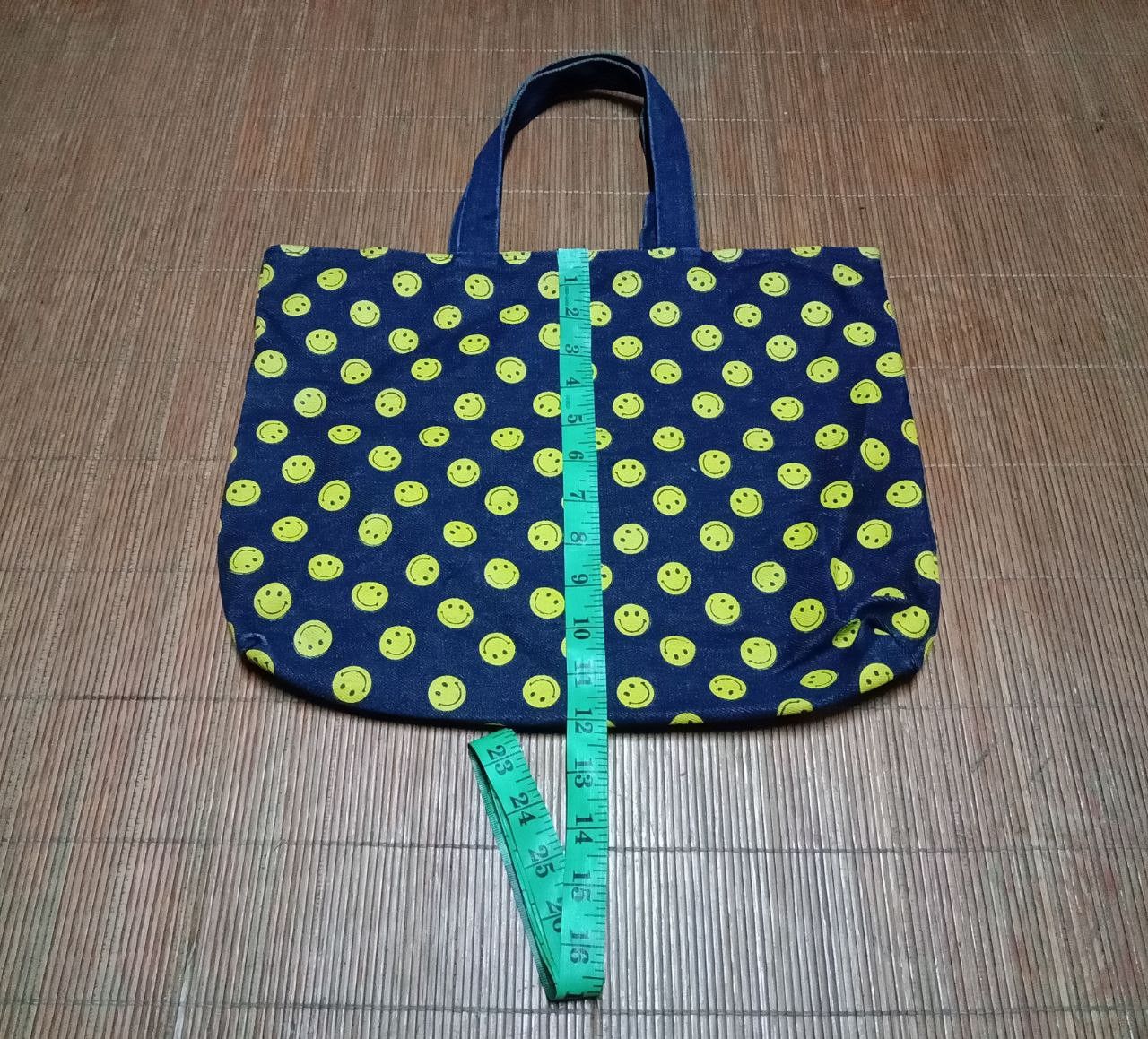 Japanese Brand × Vintage Vintage Smiley Face Full Printed Denim Tote Bag Size ONE SIZE - 8 Thumbnail