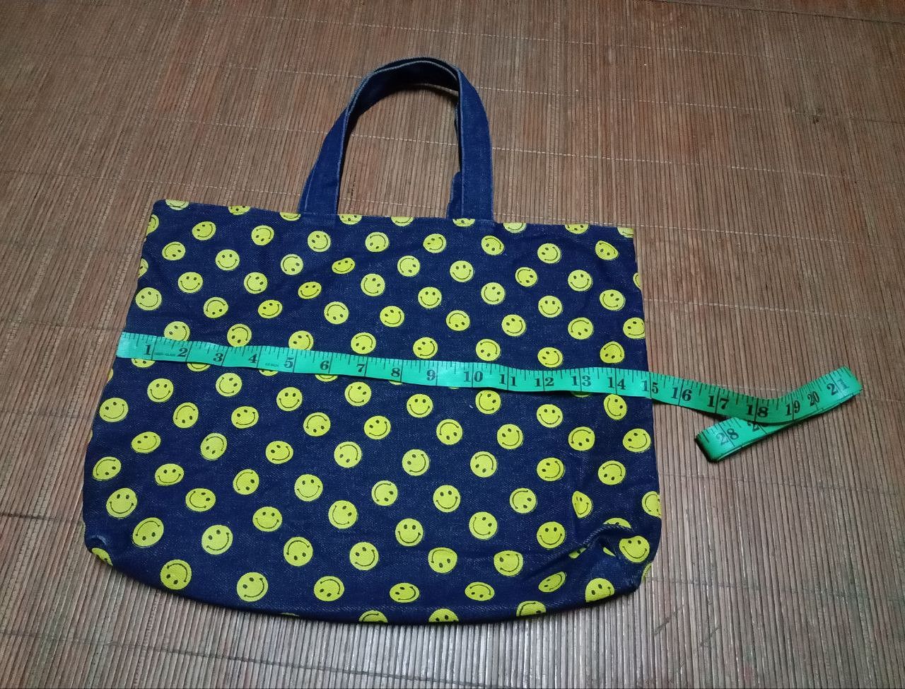 Japanese Brand × Vintage Vintage Smiley Face Full Printed Denim Tote Bag Size ONE SIZE - 7 Thumbnail